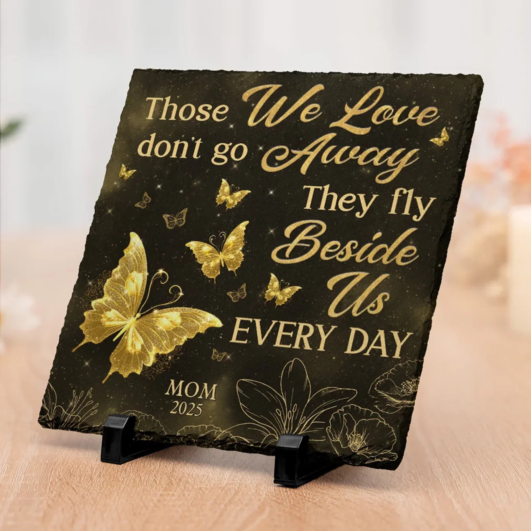 Custom Photo They Fly Beside Us Every Day - Memorial Personalized Custom Square Shaped Stone With Stand - Sympathy Gift For Family Members
