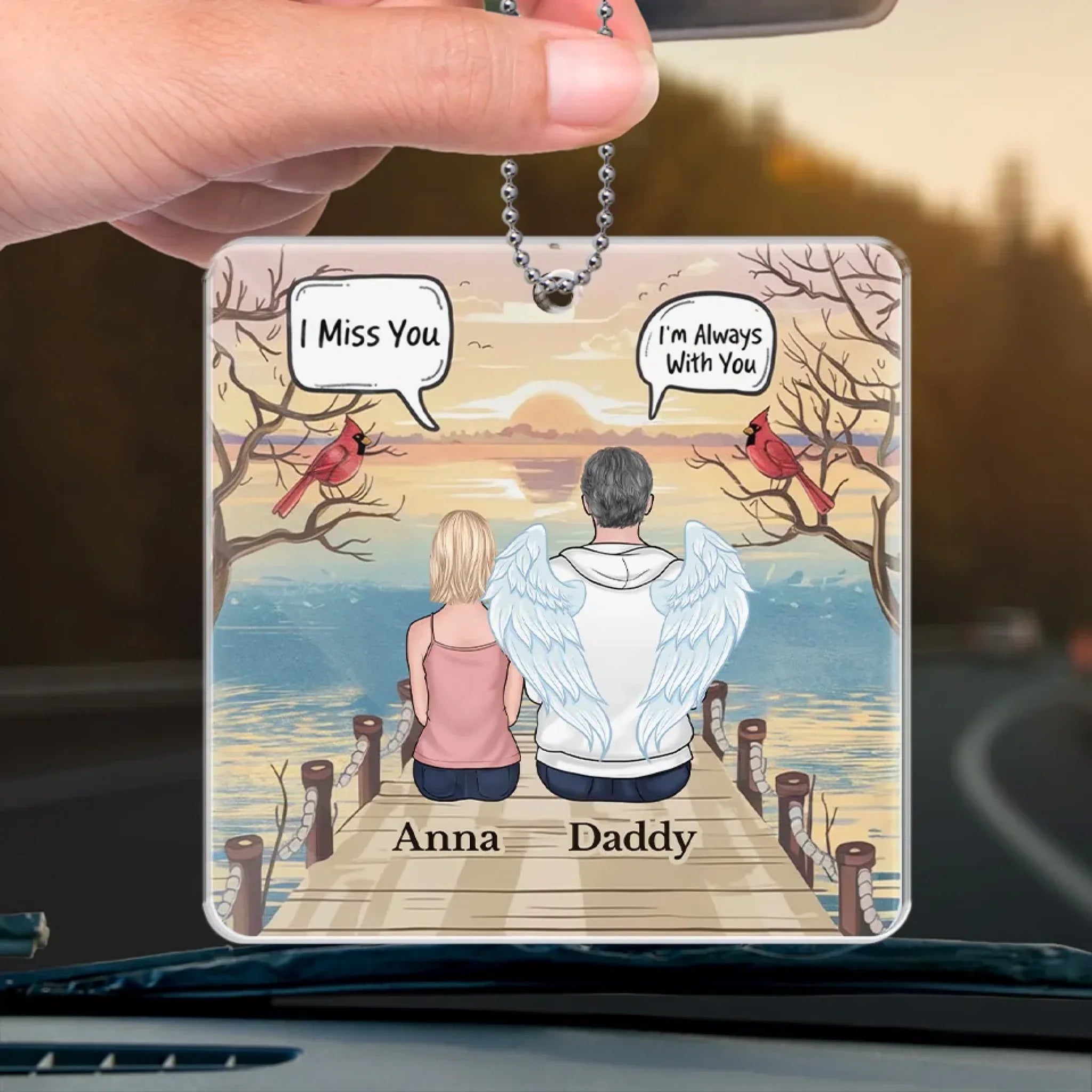 Never Truly Gone, Always With You - Memorial Personalized Custom Car Ornament - Acrylic Custom Shaped - Sympathy Gift For Family Members