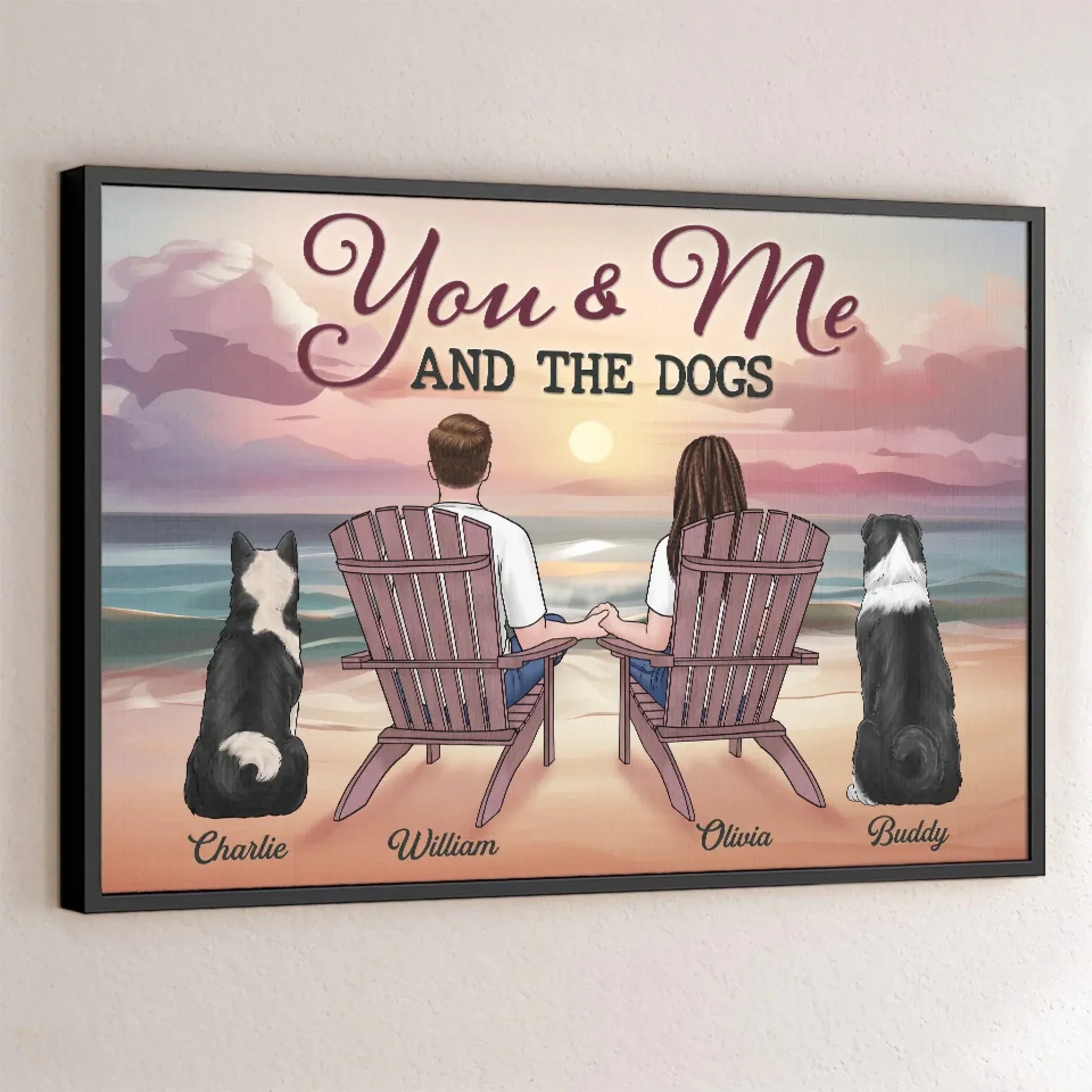 Pawsitively In Love - Couple Personalized Custom Horizontal Poster - Gift For Husband Wife, Anniversary
