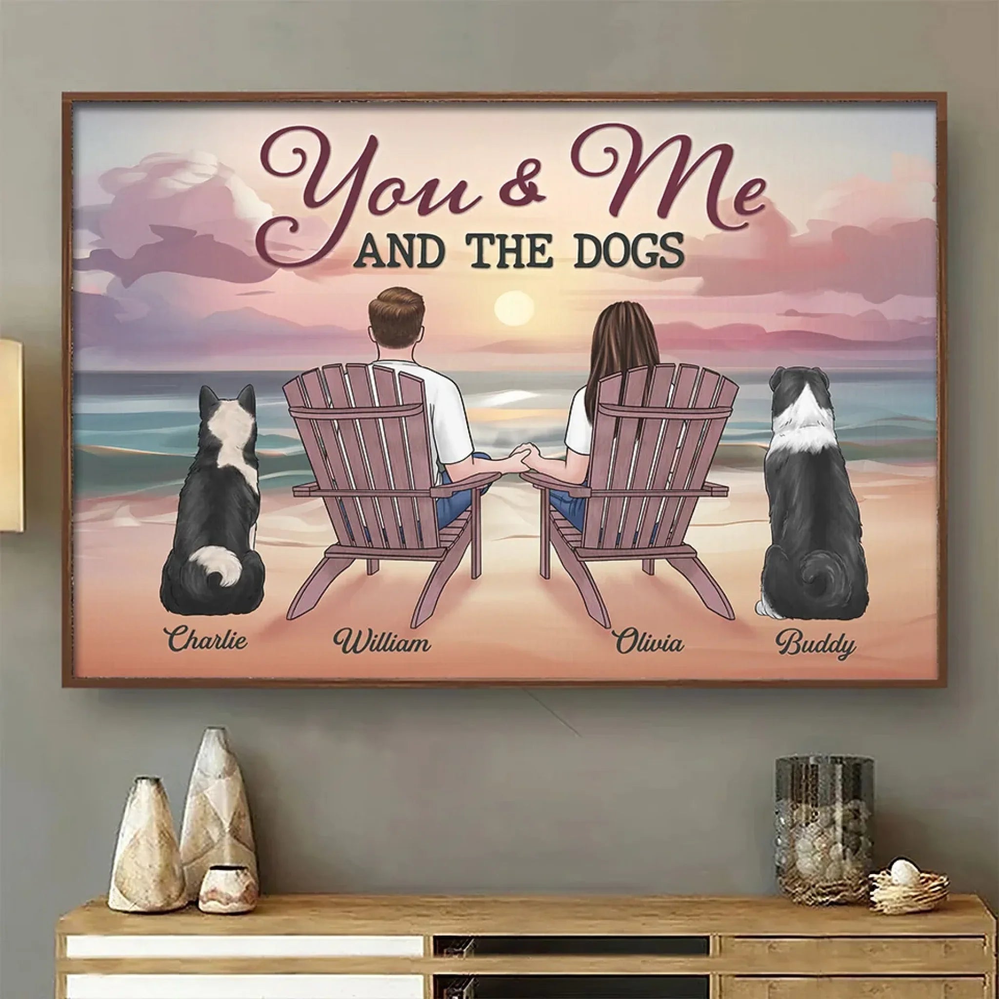 Pawsitively In Love - Couple Personalized Custom Horizontal Poster - Gift For Husband Wife, Anniversary