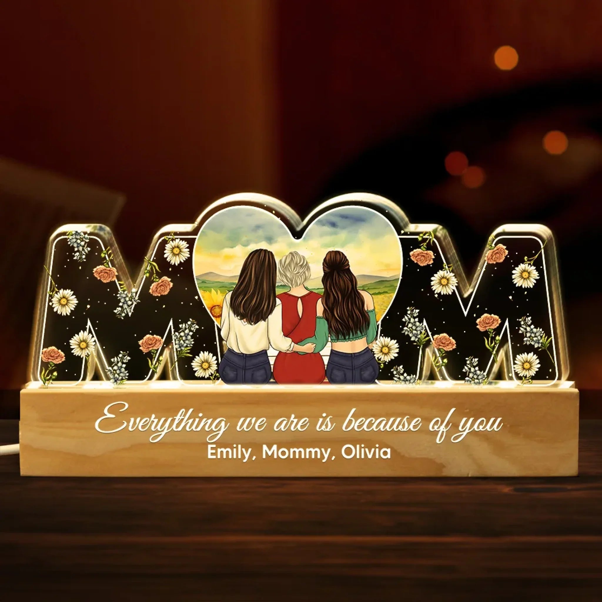 A Mother's Love Has No Boundaries - Family  Personalized Custom Acrylic Block 3D LED Night Light - Gift For Mom, Daughter