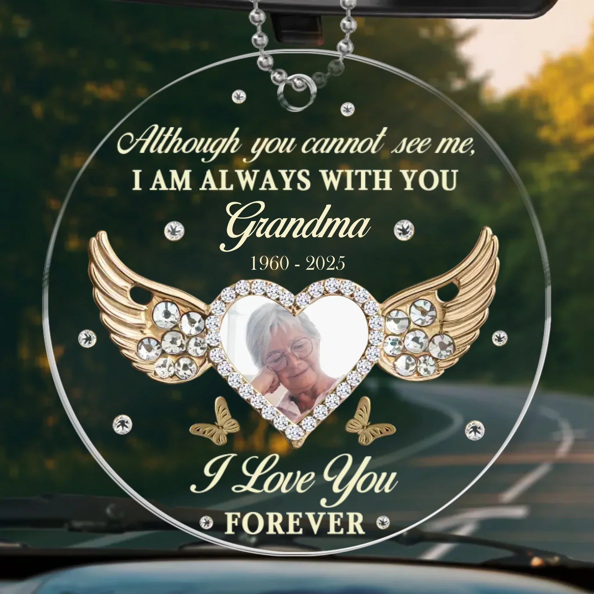 Custom Photo I Love You Forever - Memorial Personalized Custom Car Ornament - Acrylic Custom Shaped - Sympathy Gift For Family Members