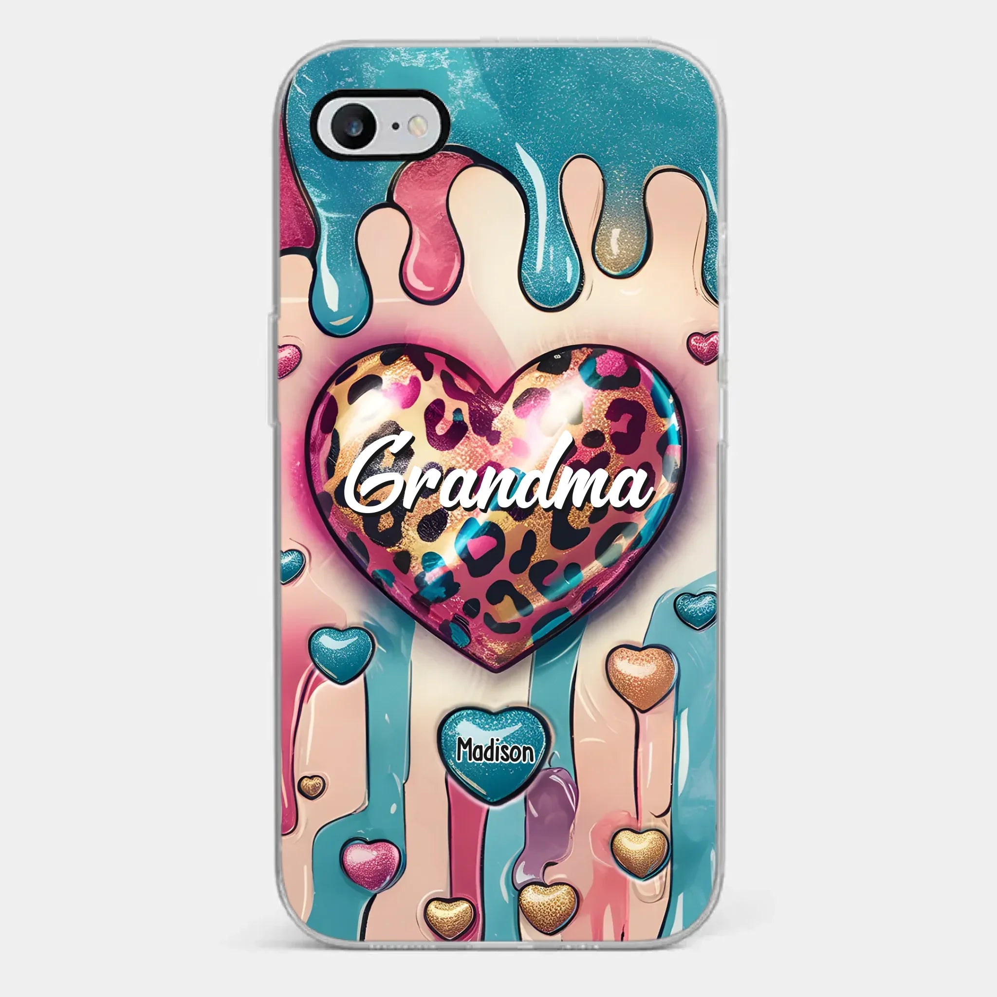 Her Love Is Infinite, Her Bond Unbreakable - Family Personalized Custom 3D Inflated Effect Printed Clear Phone Case - Gift For Mom, Grandma