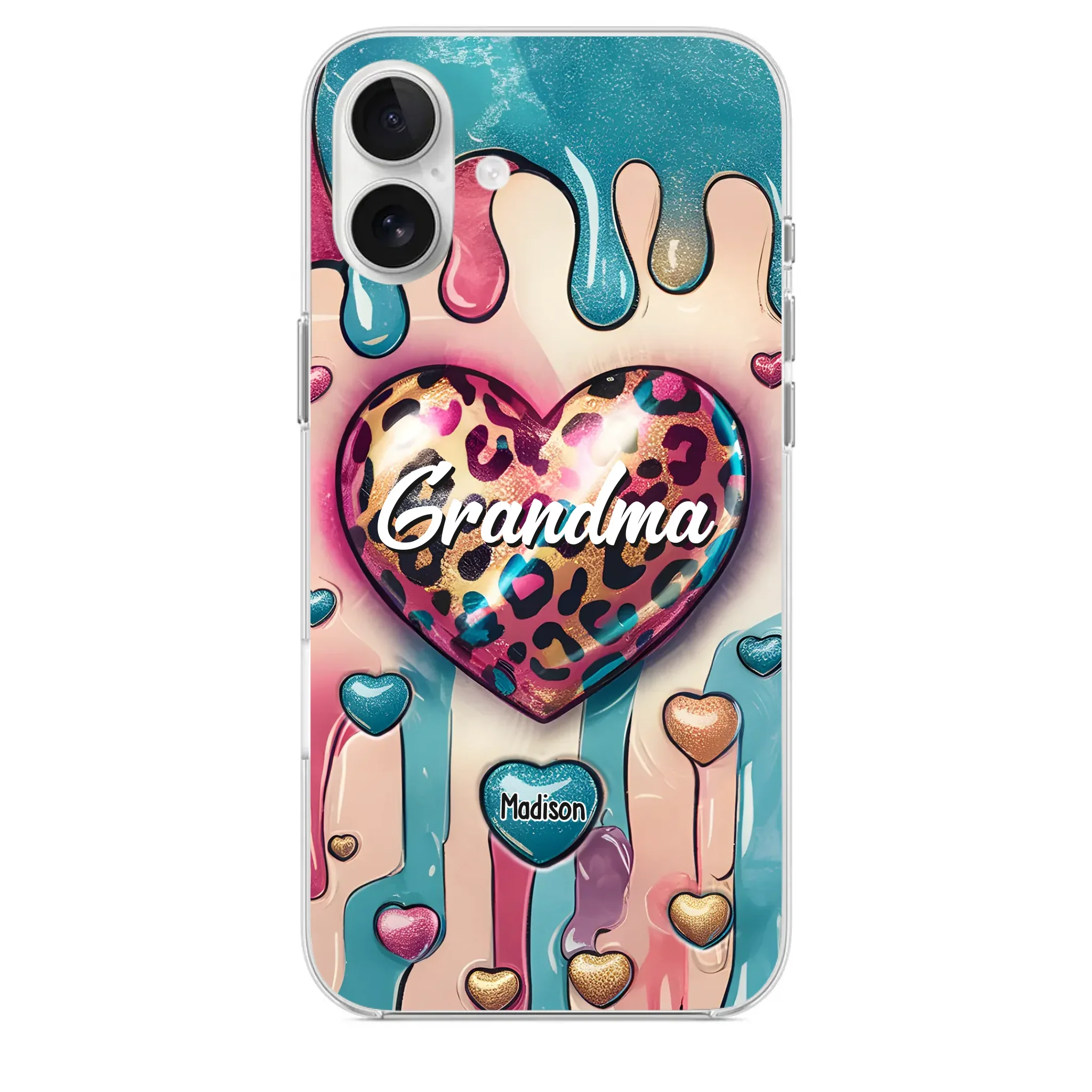 Her Love Is Infinite, Her Bond Unbreakable - Family Personalized Custom 3D Inflated Effect Printed Clear Phone Case - Gift For Mom, Grandma