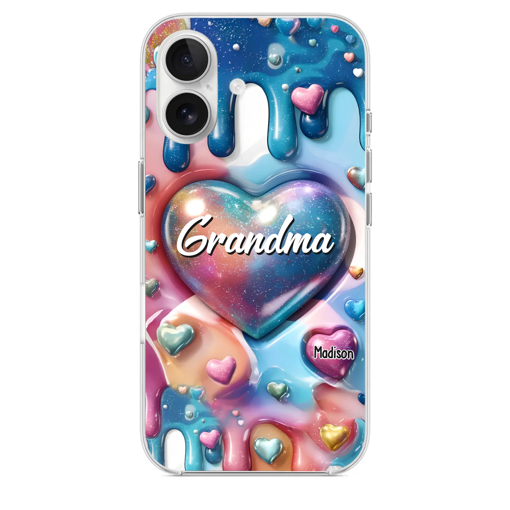 The Love For Grandkids Fills Your Heart Endlessly - Family Personalized Custom 3D Inflated Effect Printed Clear Phone Case - Gift For Mom, Grandma