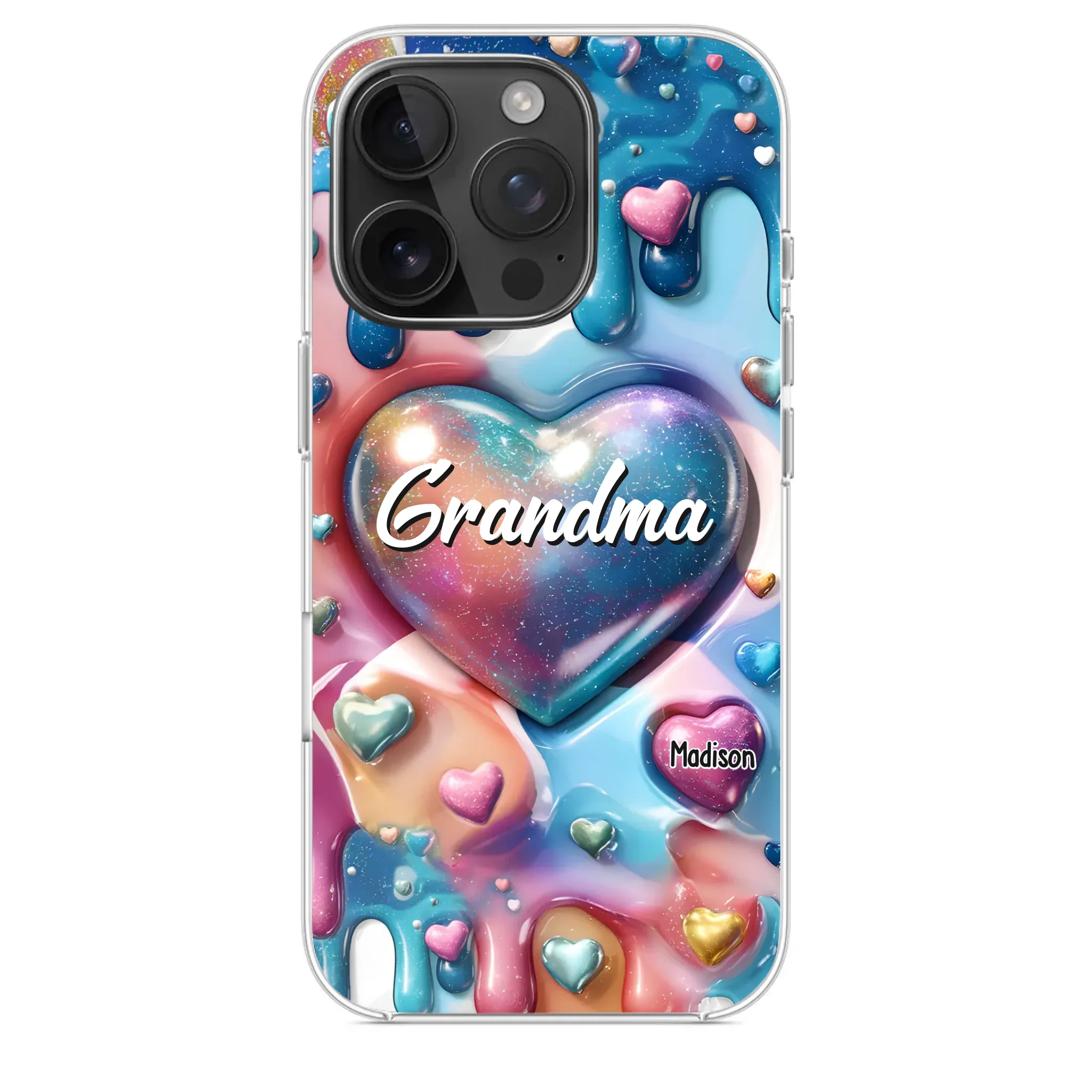 The Love For Grandkids Fills Your Heart Endlessly - Family Personalized Custom 3D Inflated Effect Printed Clear Phone Case - Gift For Mom, Grandma