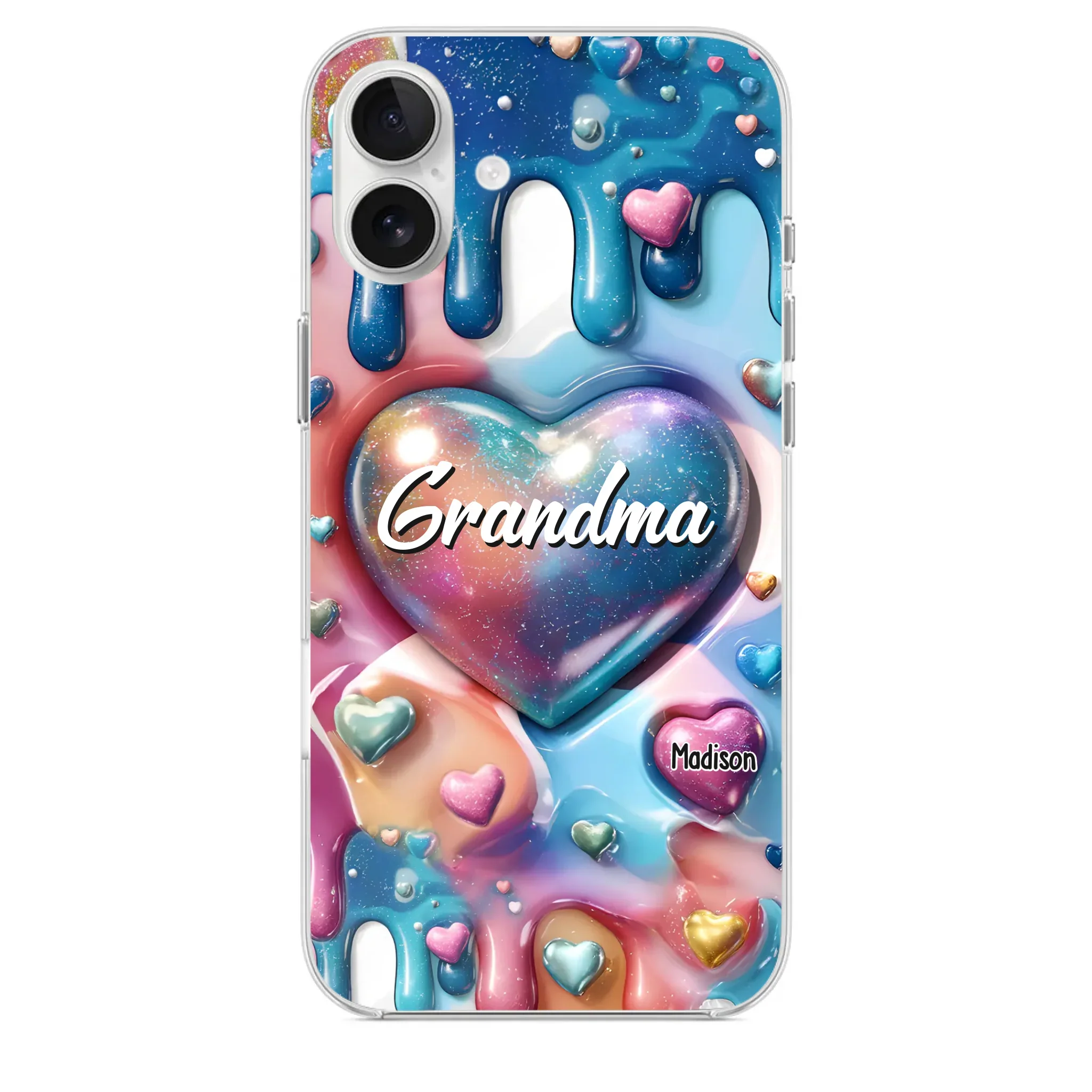 The Love For Grandkids Fills Your Heart Endlessly - Family Personalized Custom 3D Inflated Effect Printed Clear Phone Case - Gift For Mom, Grandma