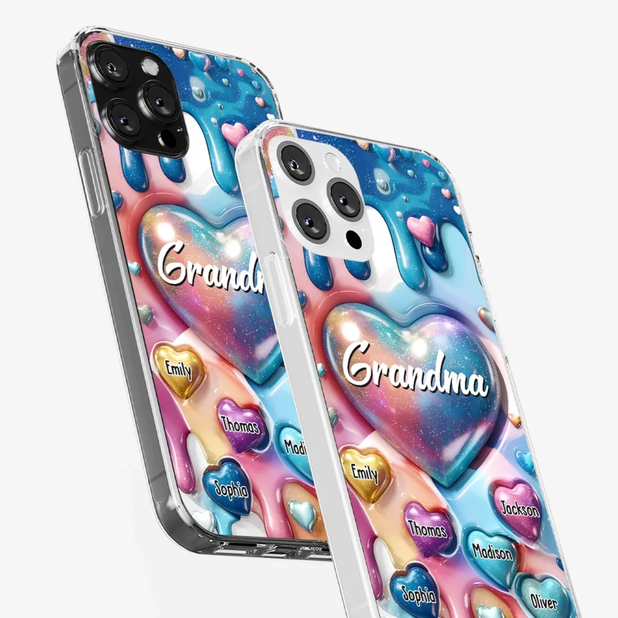 The Love For Grandkids Fills Your Heart Endlessly - Family Personalized Custom 3D Inflated Effect Printed Clear Phone Case - Gift For Mom, Grandma
