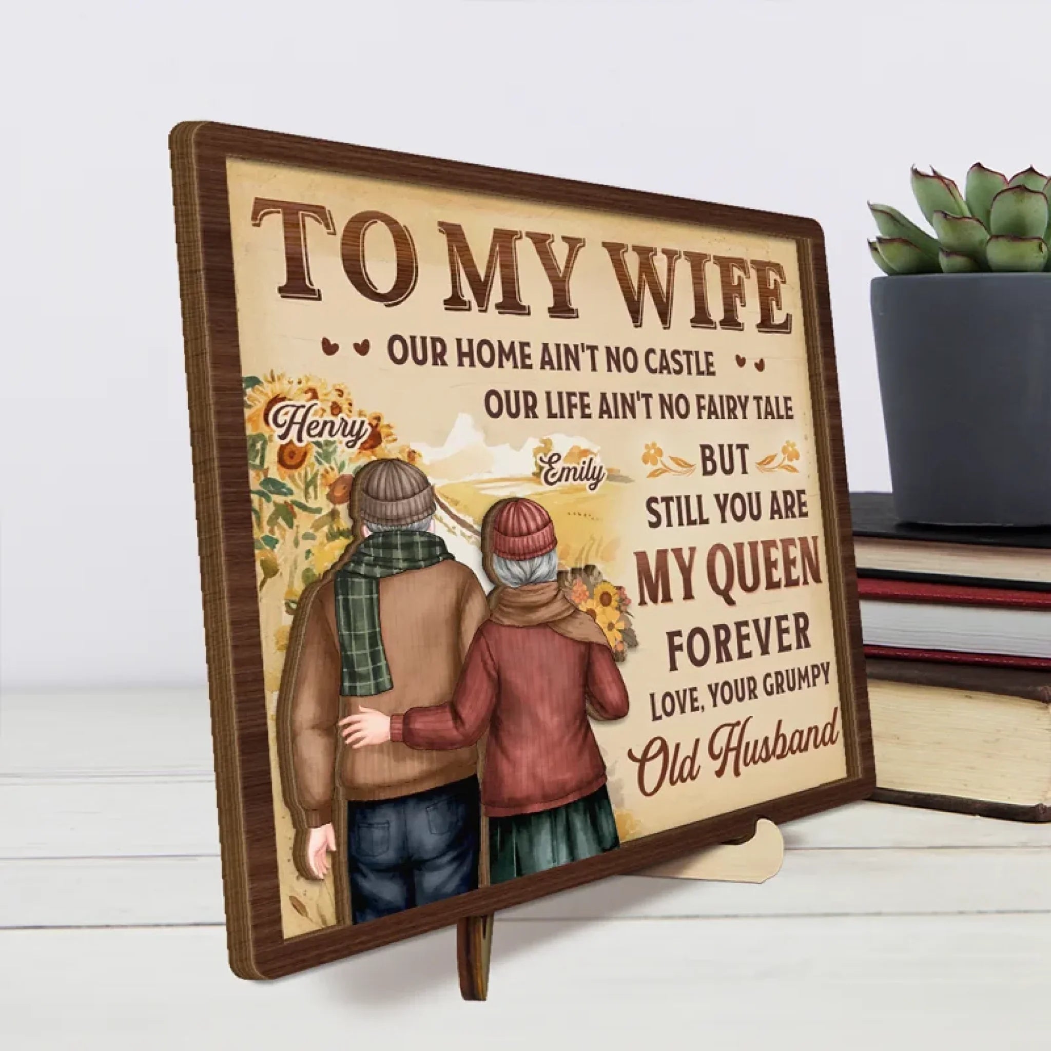 You Are My Home - Couple Personalized Custom 2-Layered Wooden Plaque With Stand - Gift For Husband Wife, Anniversary