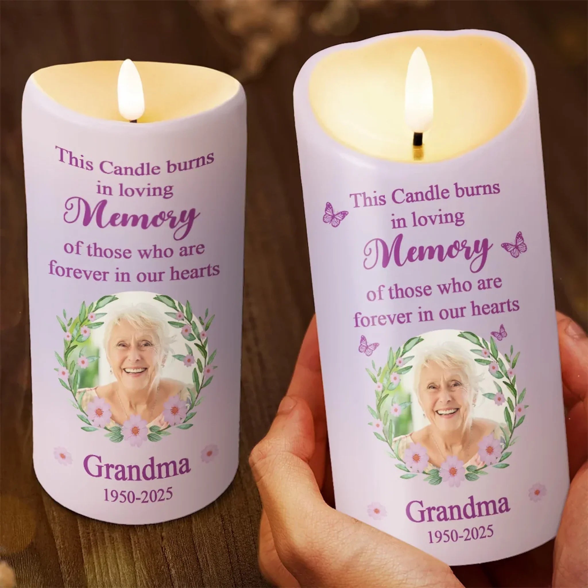 Custom Photo This Candle Holds Our Cherished Memories - Memorial Personalized Custom LED Candle - Sympathy Gift For Family Members