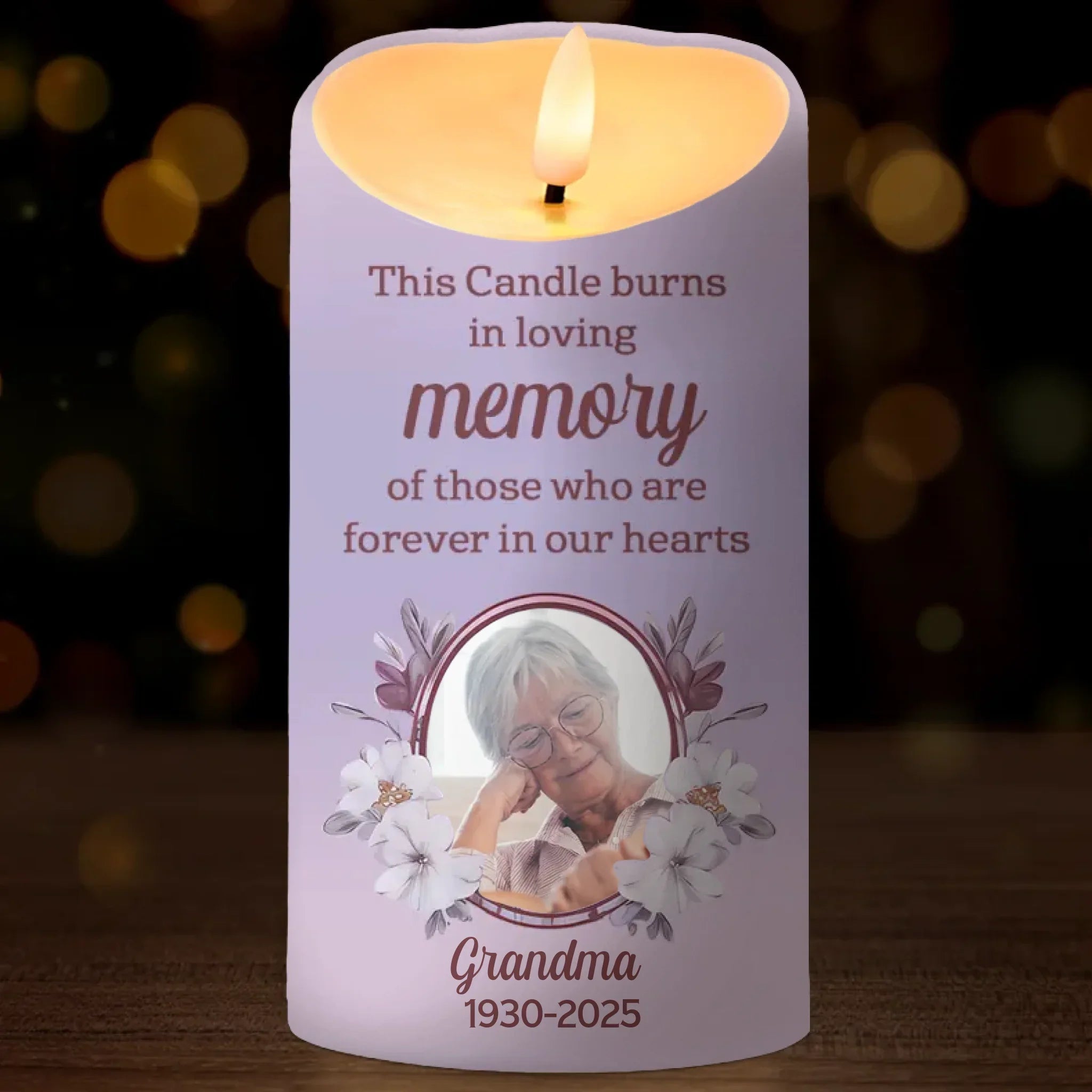 Custom Photo This Candle Is A Reminder Of Our Love - Memorial Personalized Custom LED Candle - Sympathy Gift For Family Members