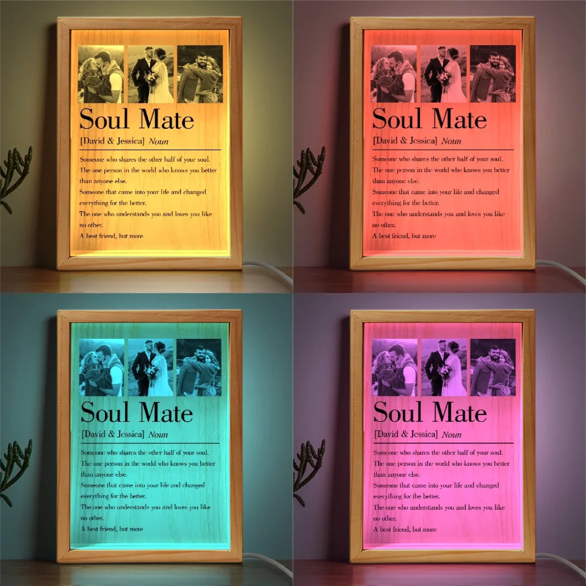 Custom Photo Some Souls Just Instantly Click - Couple Personalized Custom Frame Light Box - Gift For Husband Wife, Anniversary