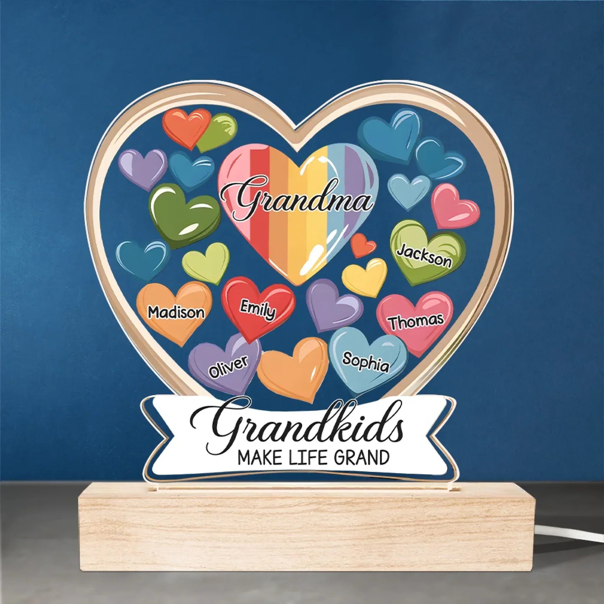 Forever In Grandmother's Heart - Family  Personalized Custom Shaped 3D LED Light - Gift For Grandma, Grandpa, Grandkid