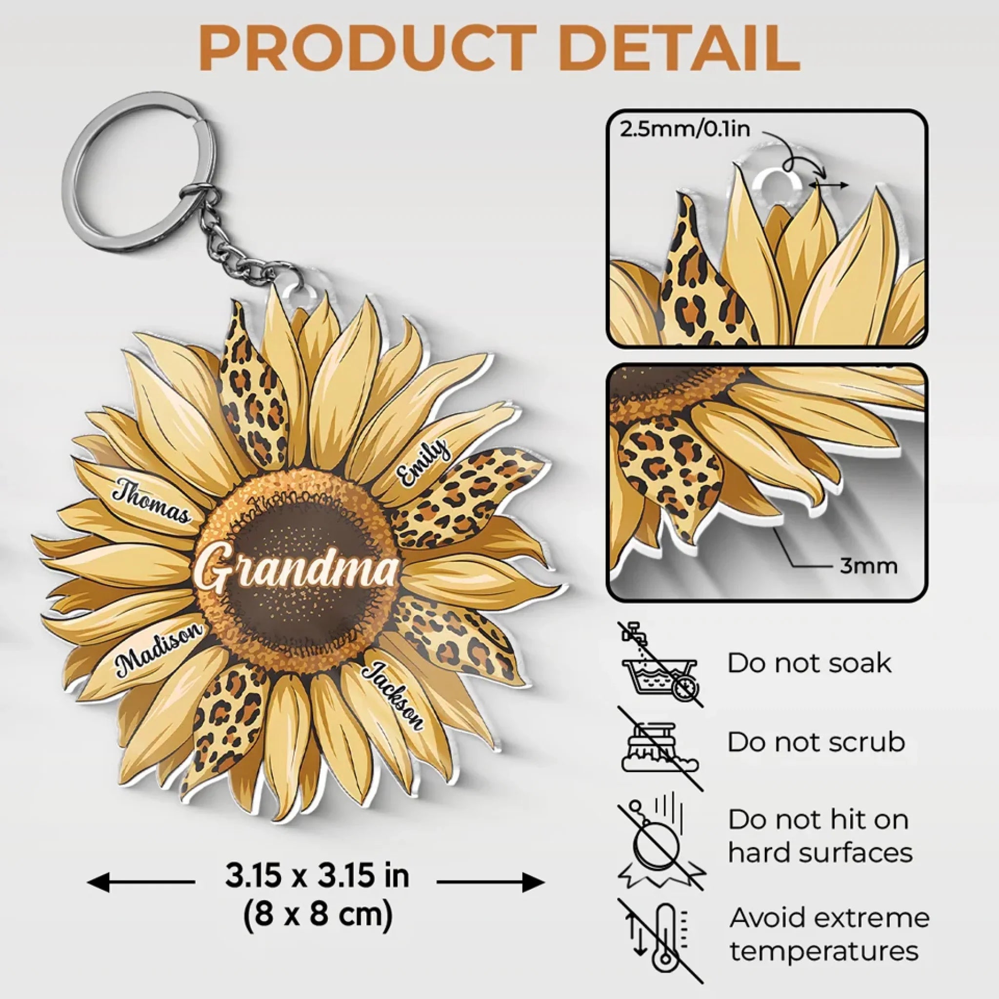 Her Love Is As Timeless As The Blooms In Her Garden - Family Personalized Custom Shaped Acrylic Keychain - Gift For Mom, Grandma