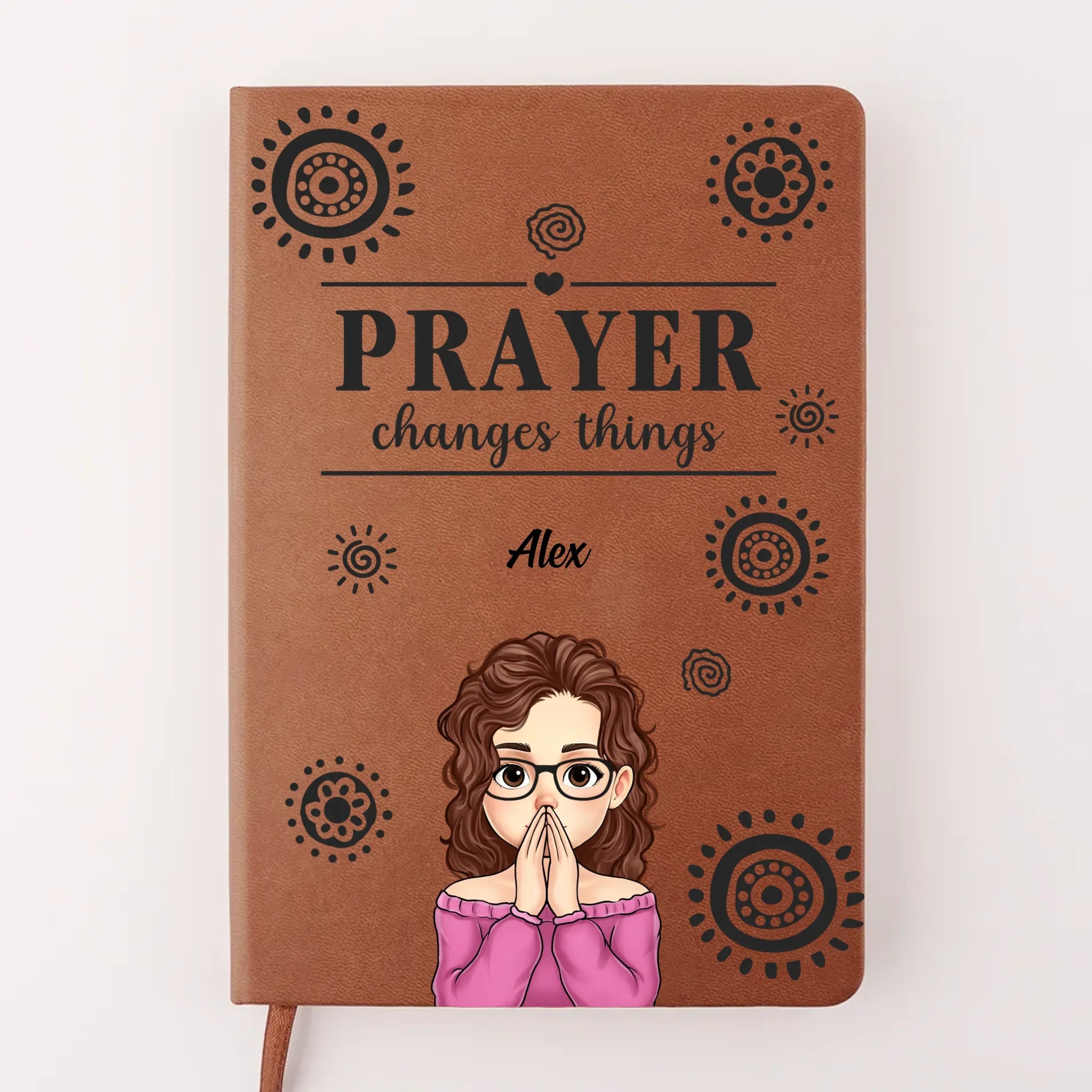 In Prayer, We Find Strength - Family Personalized Custom Leather Journal - Gift For Yourself, Best Friends, Siblings, Family Members