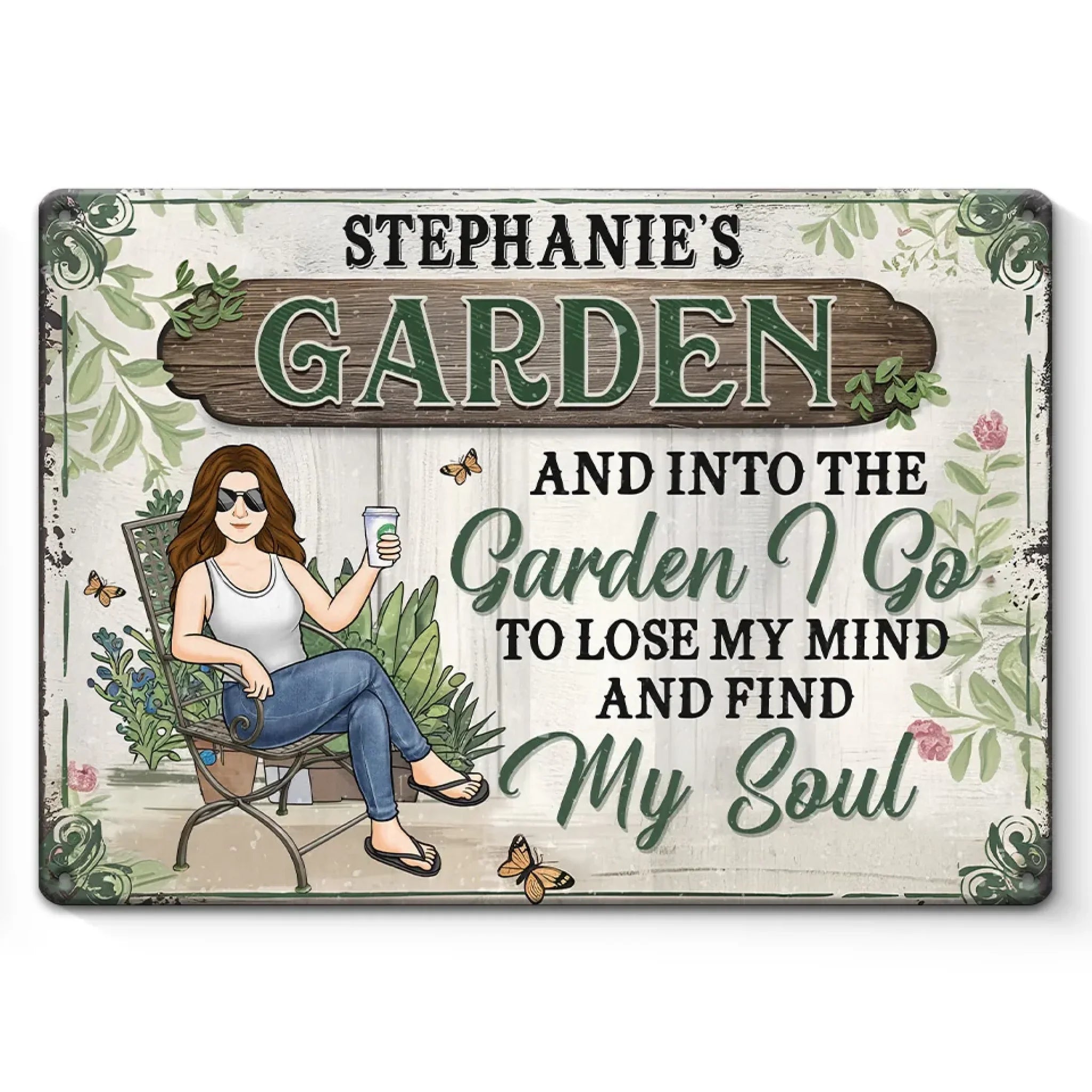 Into The Garden, I Find Peace For My Mind And Soul - Family Personalized Custom Home Decor Metal Sign - Gift For Yourself, Best Friends, Siblings, Family Members