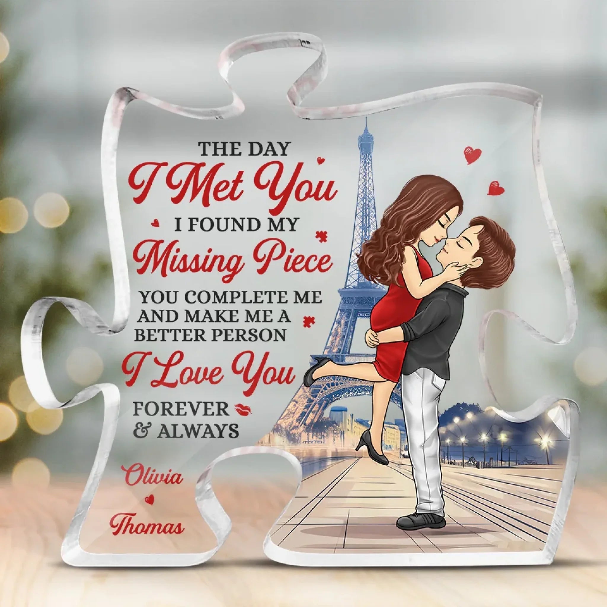 You’re My Favorite Part Of Every Day - Couple Personalized Custom Puzzle Shaped Acrylic Plaque - Gift For Husband Wife, Anniversary