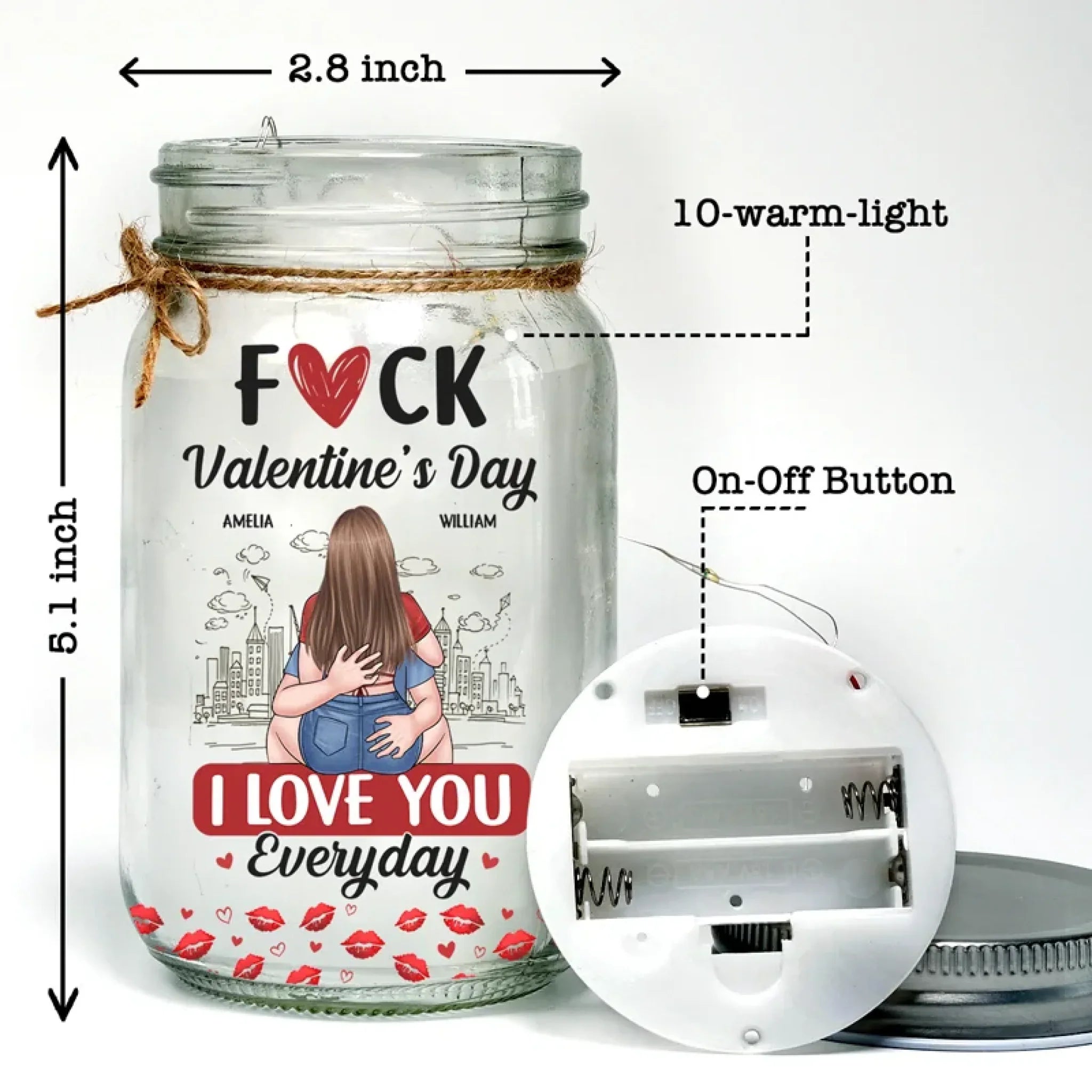 Love Is Sweet, But You’re Spicy Too - Couple Personalized Custom Mason Jar Light - Valentine Gift For Husband Wife, Anniversary