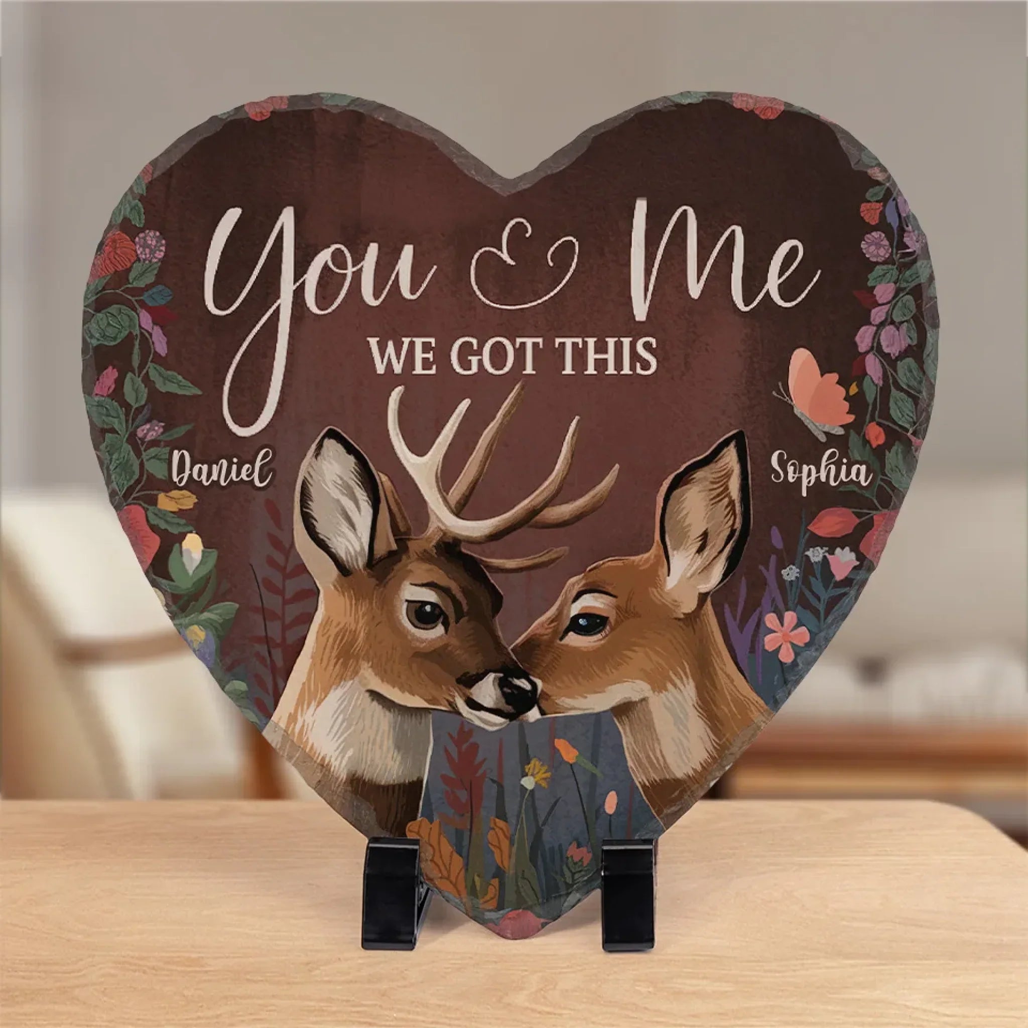 Together, We Are Nature’s Perfect Pair - Couple Personalized Custom Heart Shaped Stone With Stand - Gift For Husband Wife, Anniversary