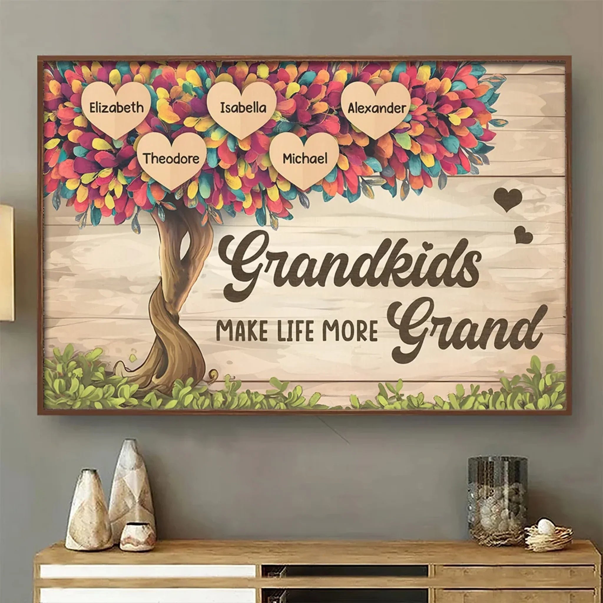 Grandkids Complete Your Heart - Family Personalized Custom Horizontal Poster - Gift For Grandma, Grandpa, Grandkid
