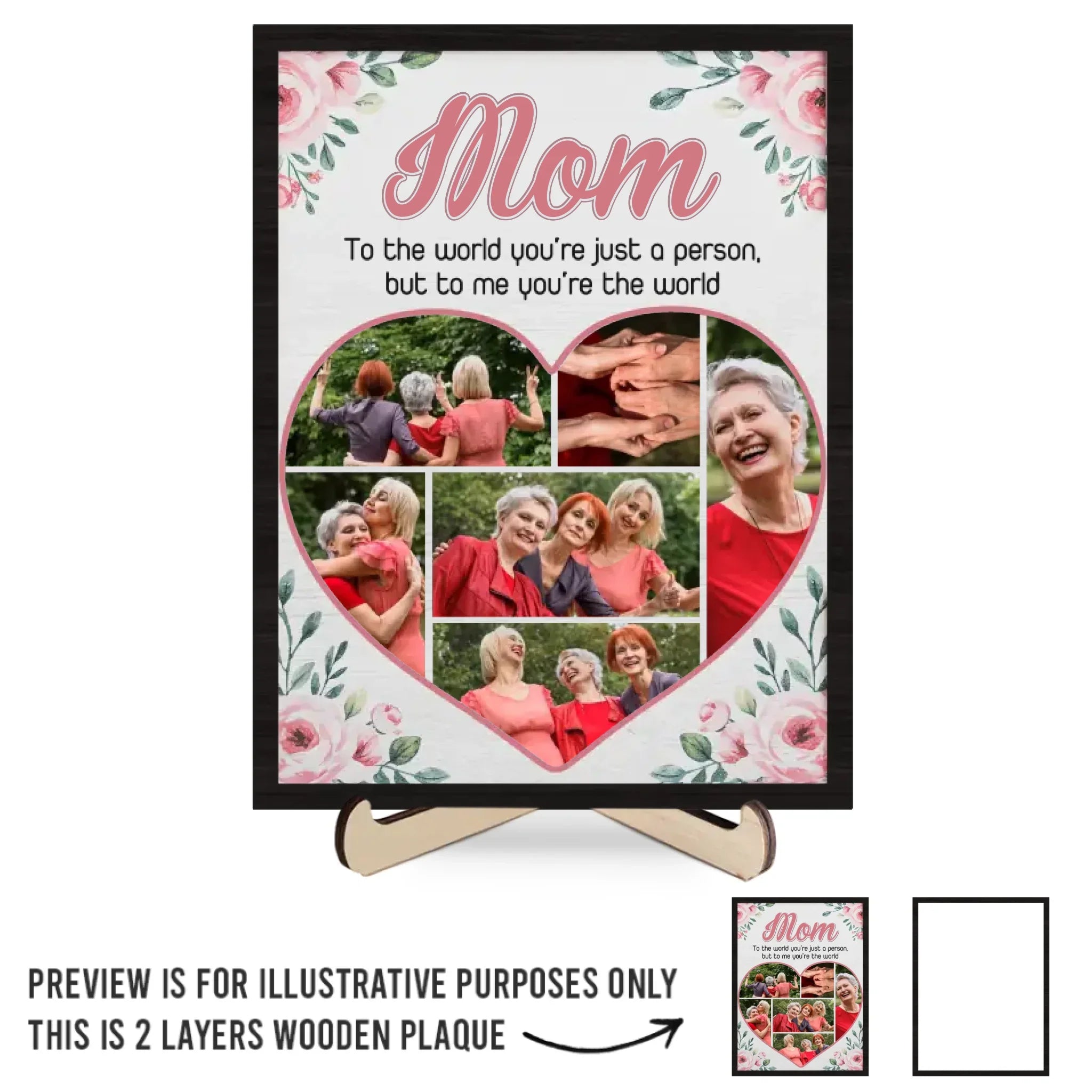 Custom Photo Forever Grateful For These Moments - Family Personalized Custom 2-Layered Wooden Plaque With Stand - Gift For Mom, Daughter