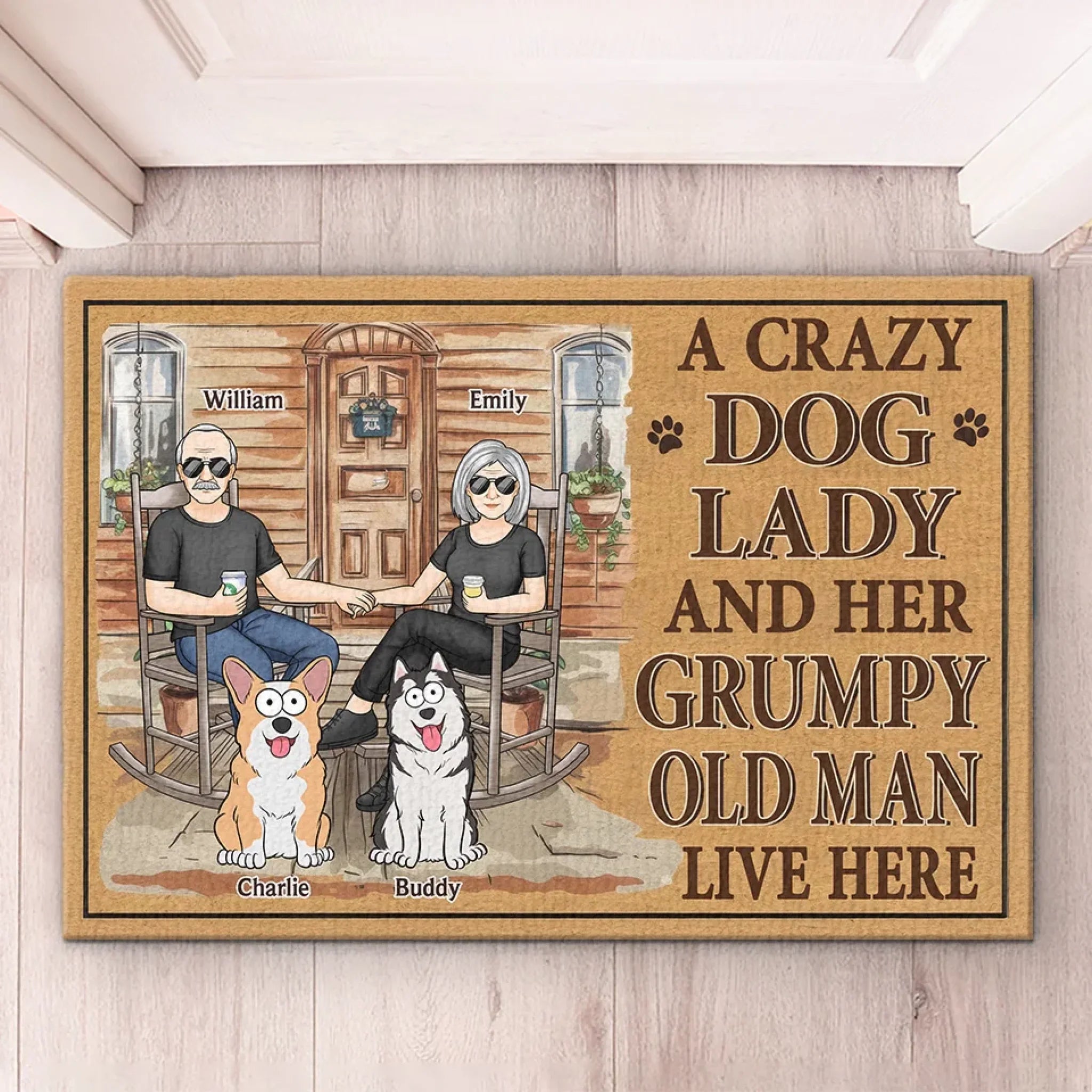 A Cozy Home For A Lovely Lady And A Grumpy Man - Couple Personalized Custom Home Decor Decorative Mat - House Warming Gift For Husband Wife, Anniversary, Pet Owners, Pet Lovers