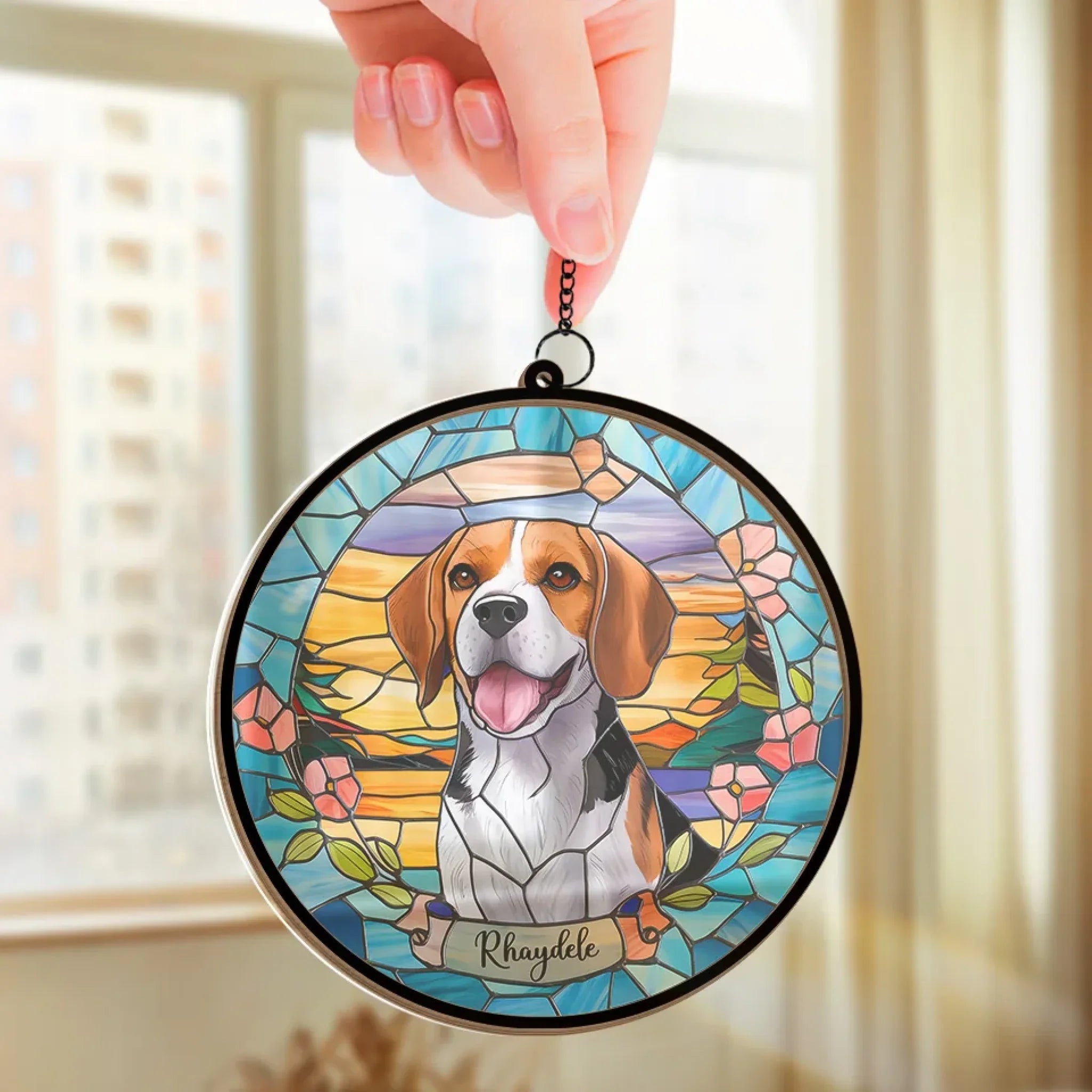 Custom Photo Your Spirit Will Always Be With Me - Memorial Personalized Window Hanging Suncatcher Ornament - Sympathy Gift For Pet Owners, Pet Lovers