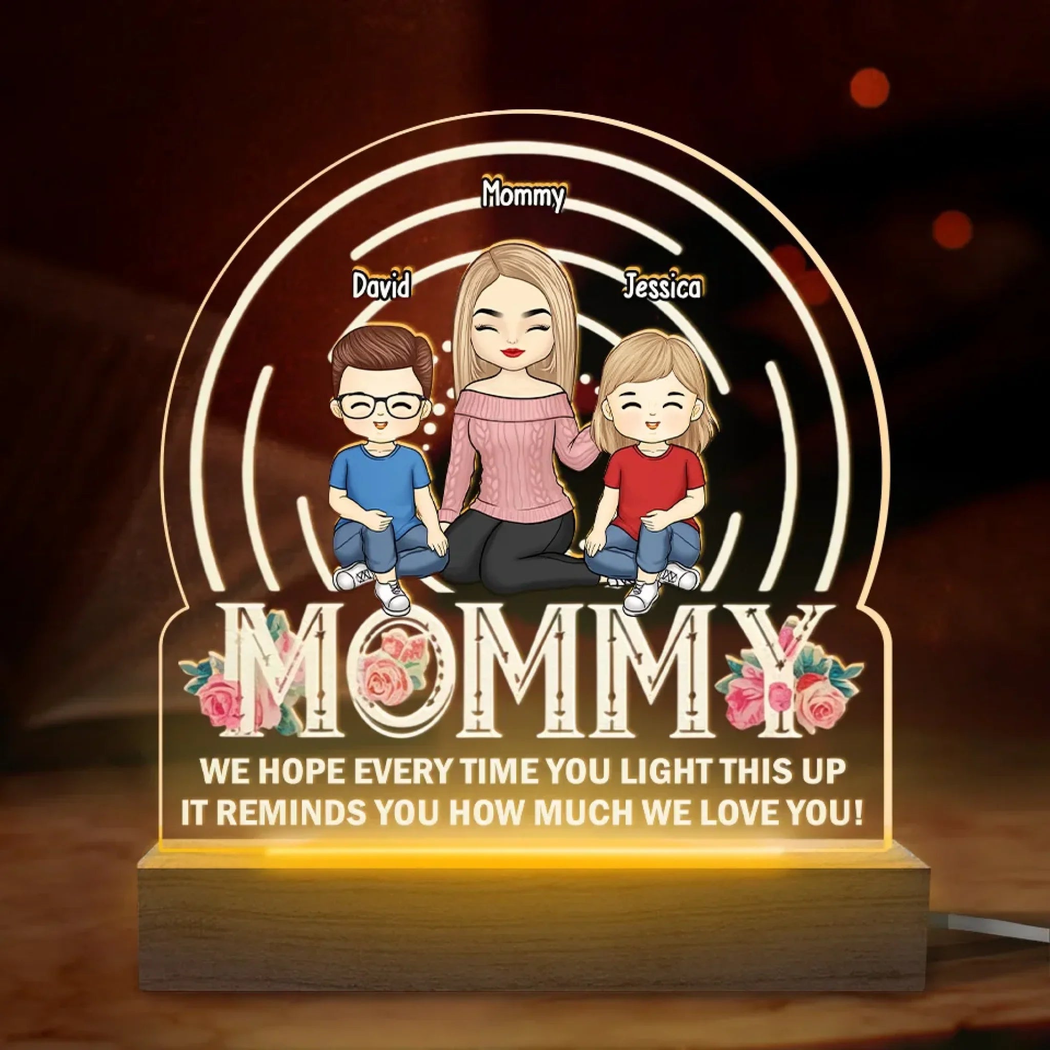 Home Is Wherever Mom Is - Family  Personalized Custom Shaped Acrylic LED Light - Mother's Day, Gift For Mom