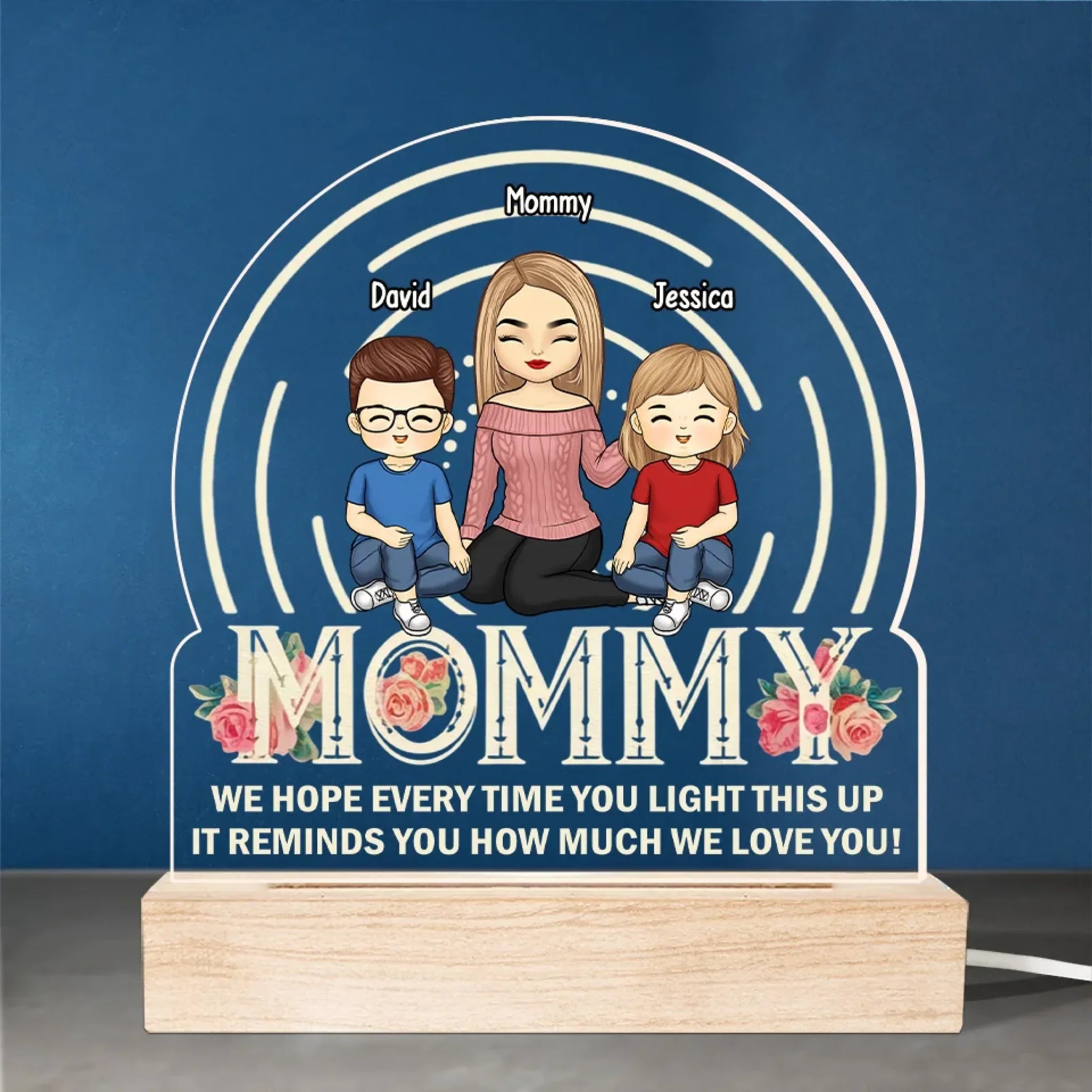 Home Is Wherever Mom Is - Family  Personalized Custom Shaped Acrylic LED Light - Mother's Day, Gift For Mom