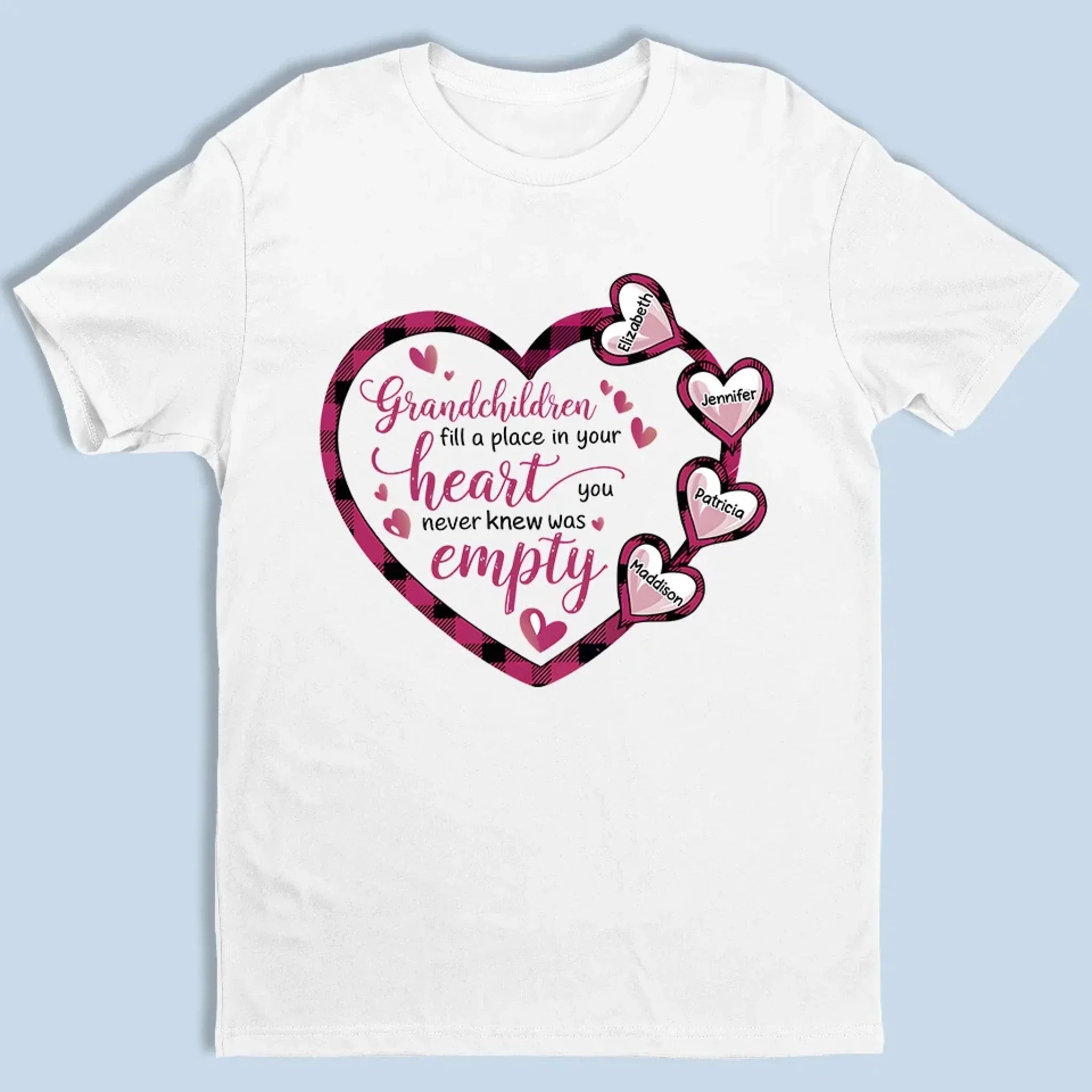 Grandchildren Fill A Place In Your Heart - Family Personalized Custom Unisex T-shirt, Premium T-shirt, Hoodie - Gift For Grandma, Grandpa, Grandkid
