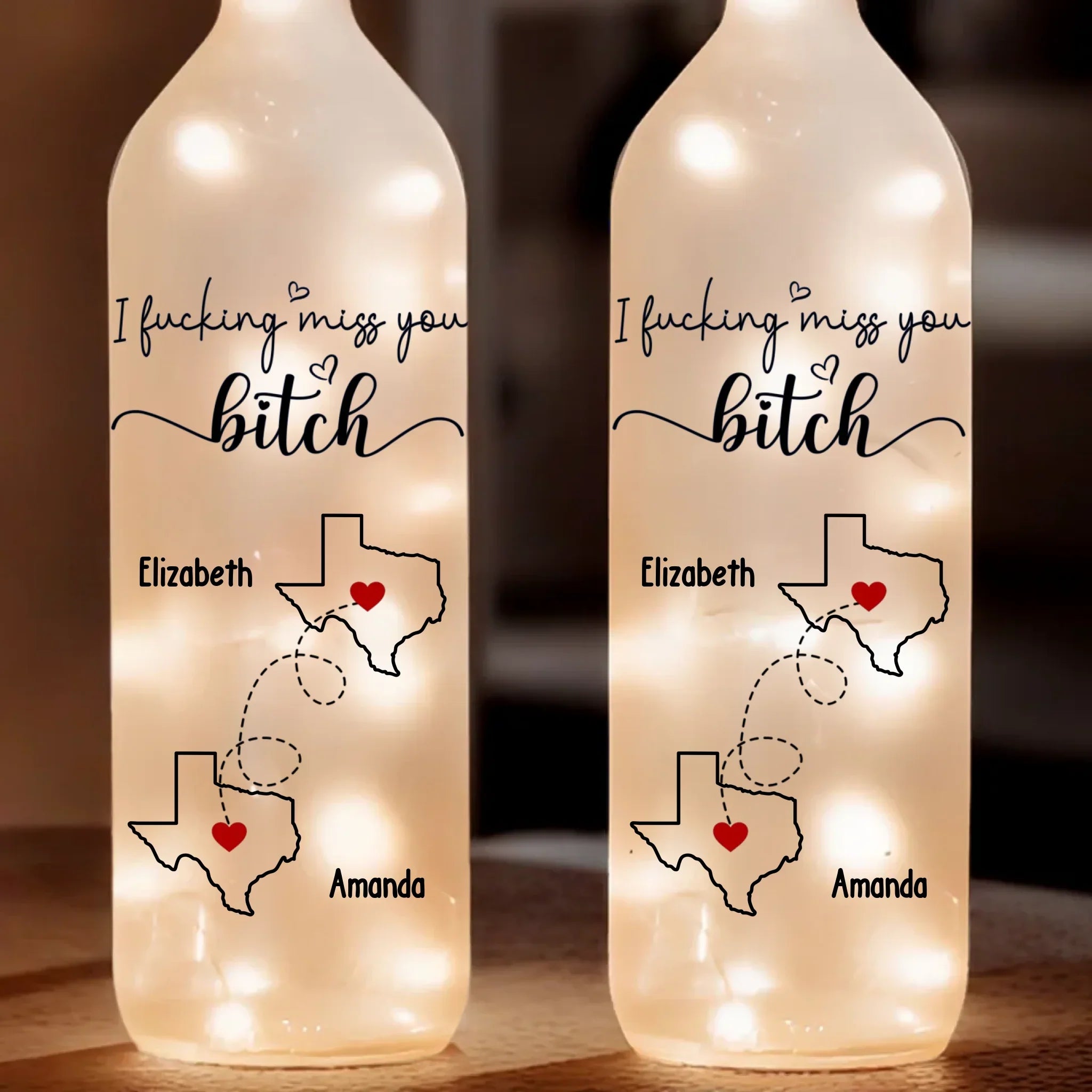 I Wish We Lived Closer - Bestie Personalized Custom Bottle Lamp - Gift For Best Friends, BFF, Sisters