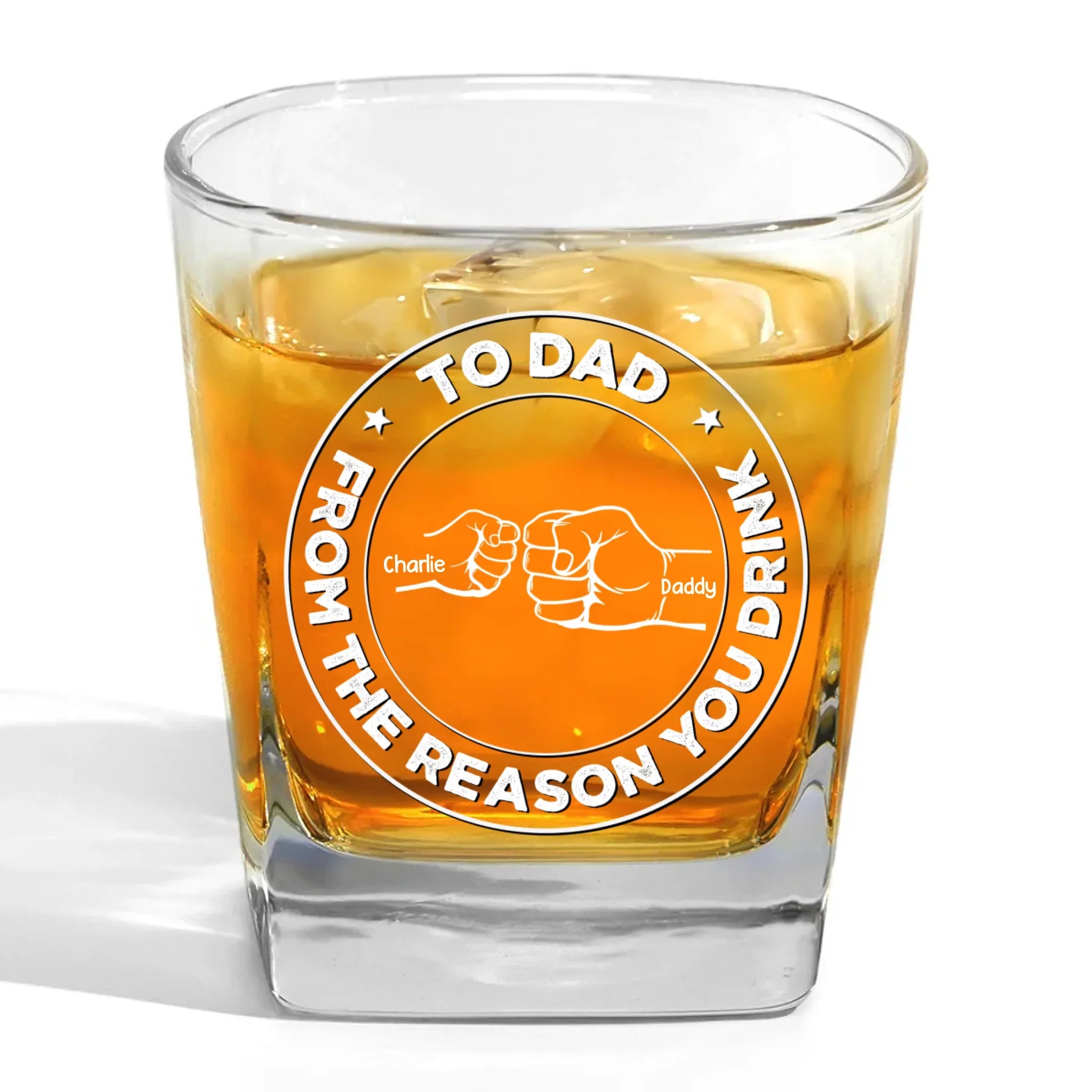 From The Reason You Drink - Family Personalized Custom Square Whiskey Glass - Gift For Family Members