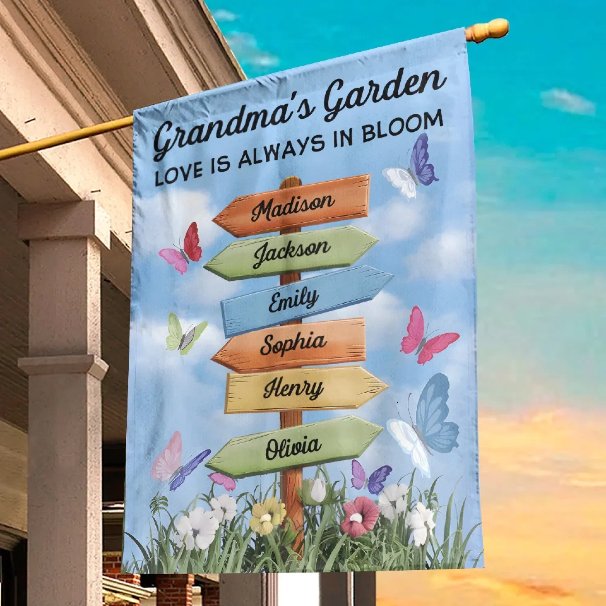 A Grandma’s Heart Is A Patchwork Of Love - Family Personalized Custom Flag - Mother's Day, Gift For Mom, Grandma
