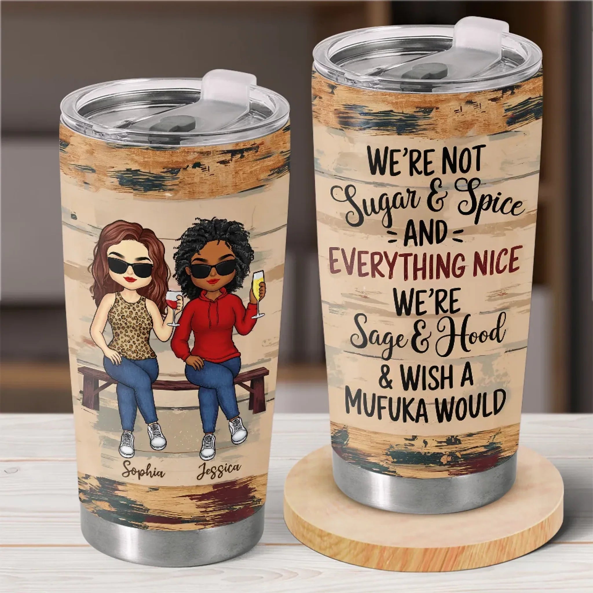 We’re Sisters Connected By Heart - Bestie Personalized Custom Tumbler -  Gift For Best Friends, BFF, Sisters