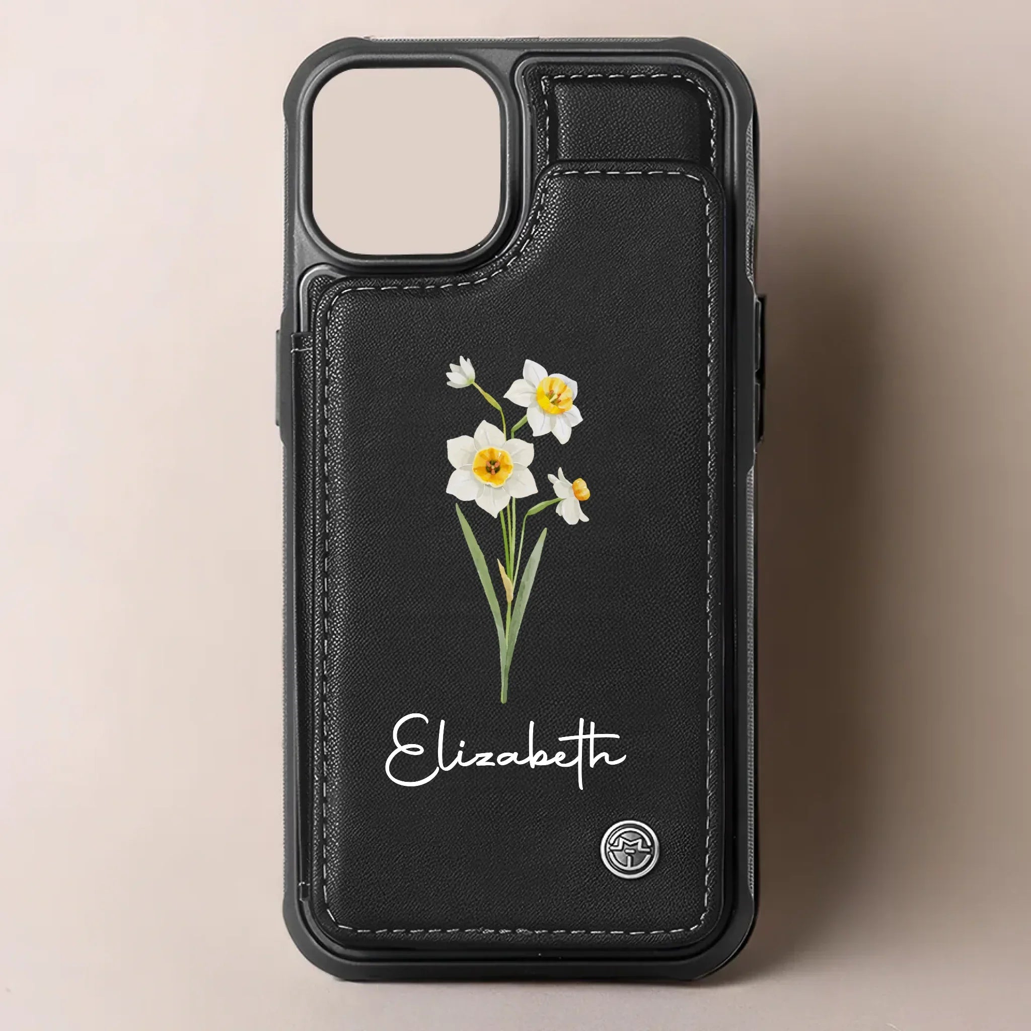 Happiness Blooms From Within - Family Personalized Custom Leather Flip Wallet Phone Case - Gift For Yourself, Best Friends, Siblings, Family Members