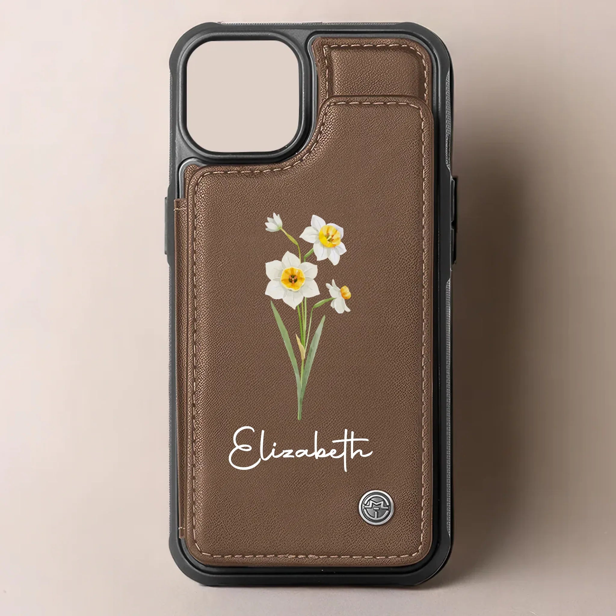 Happiness Blooms From Within - Family Personalized Custom Leather Flip Wallet Phone Case - Gift For Yourself, Best Friends, Siblings, Family Members