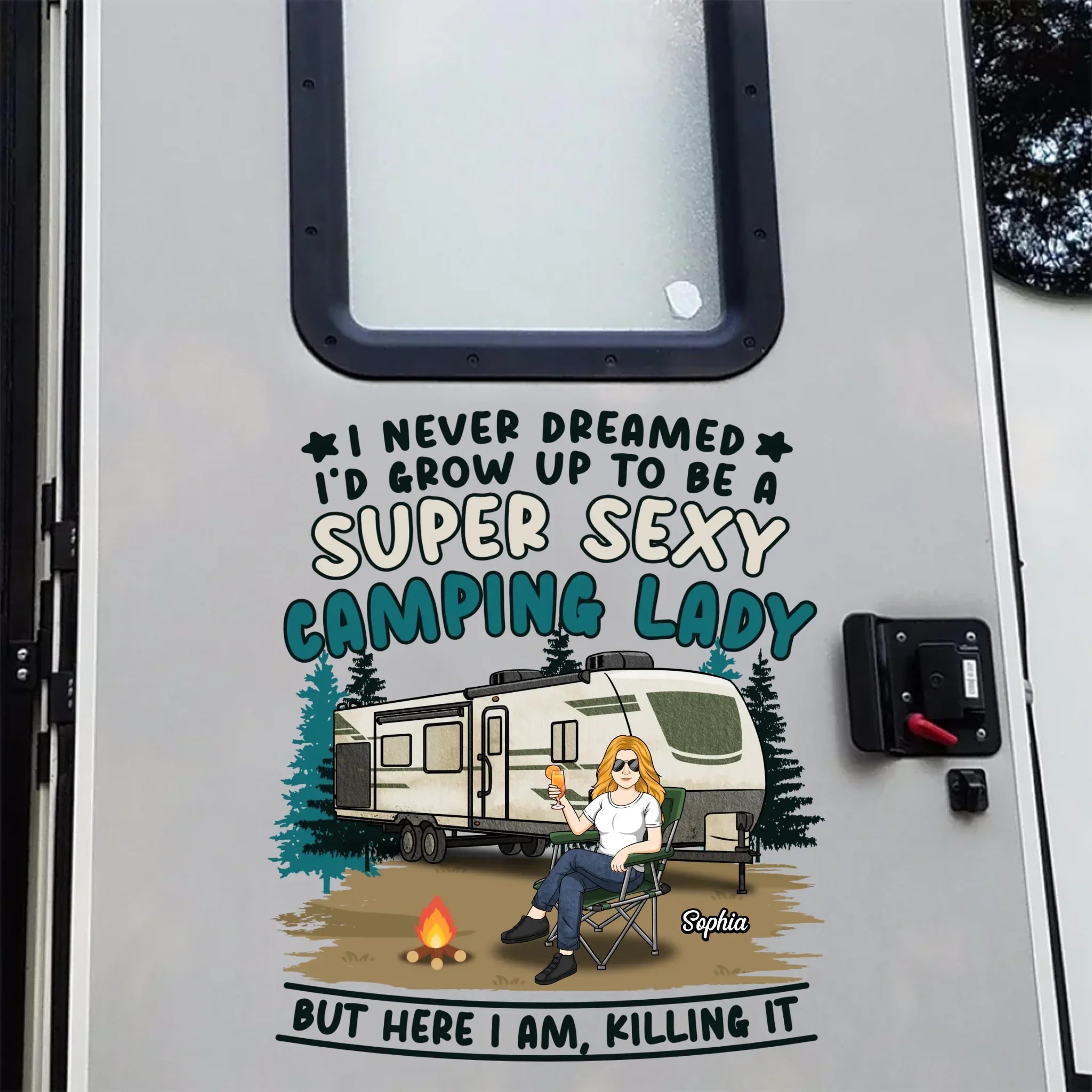 Work Hard, Camp Harder - Camping Personalized Custom RV Decal - Gift For Yourself, Best Friends, Siblings, Family Members, Camping Lovers