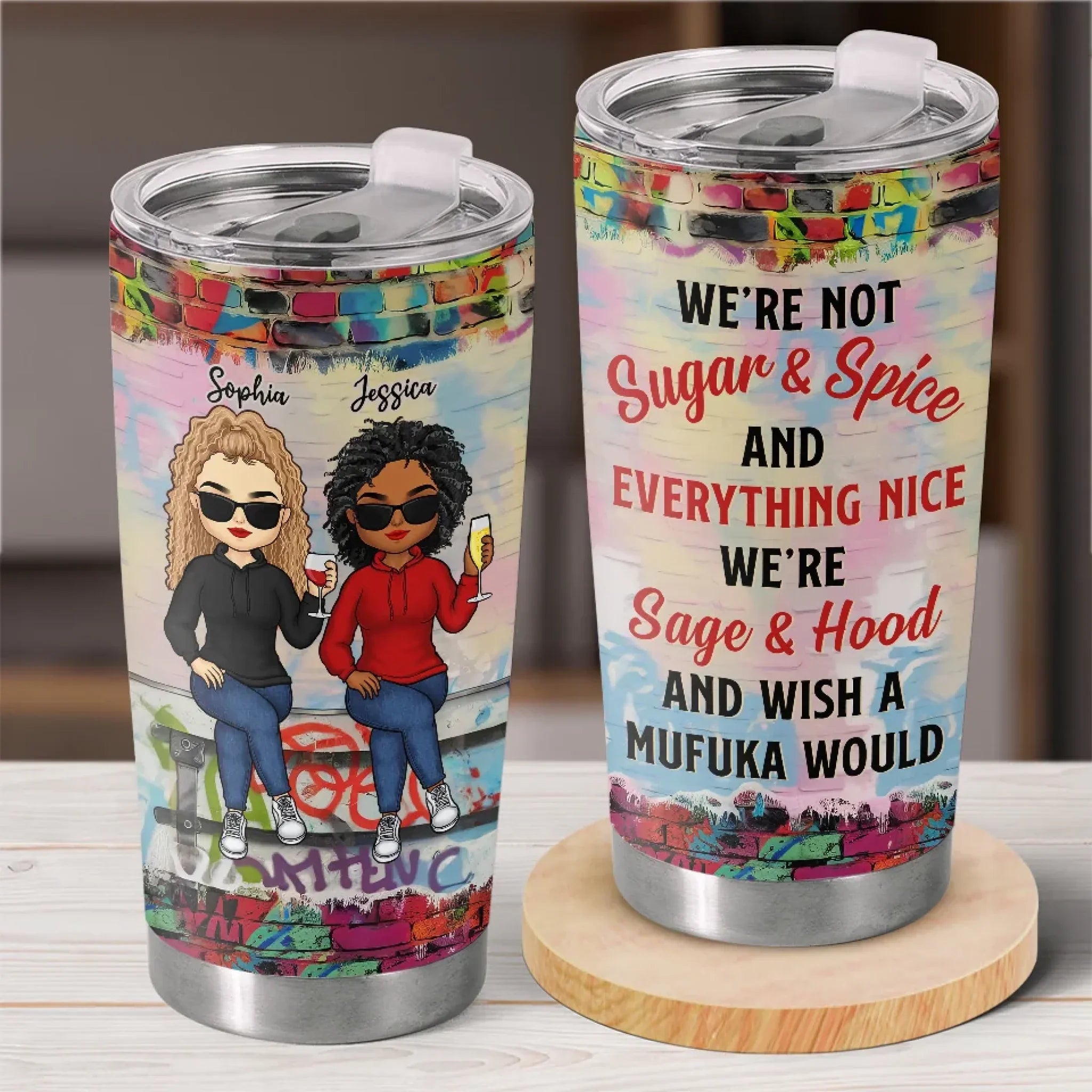 We’re The Perfect Mix Of Grace And Grit - Bestie Personalized Custom Tumbler -  Gift For Best Friends, BFF, Sisters