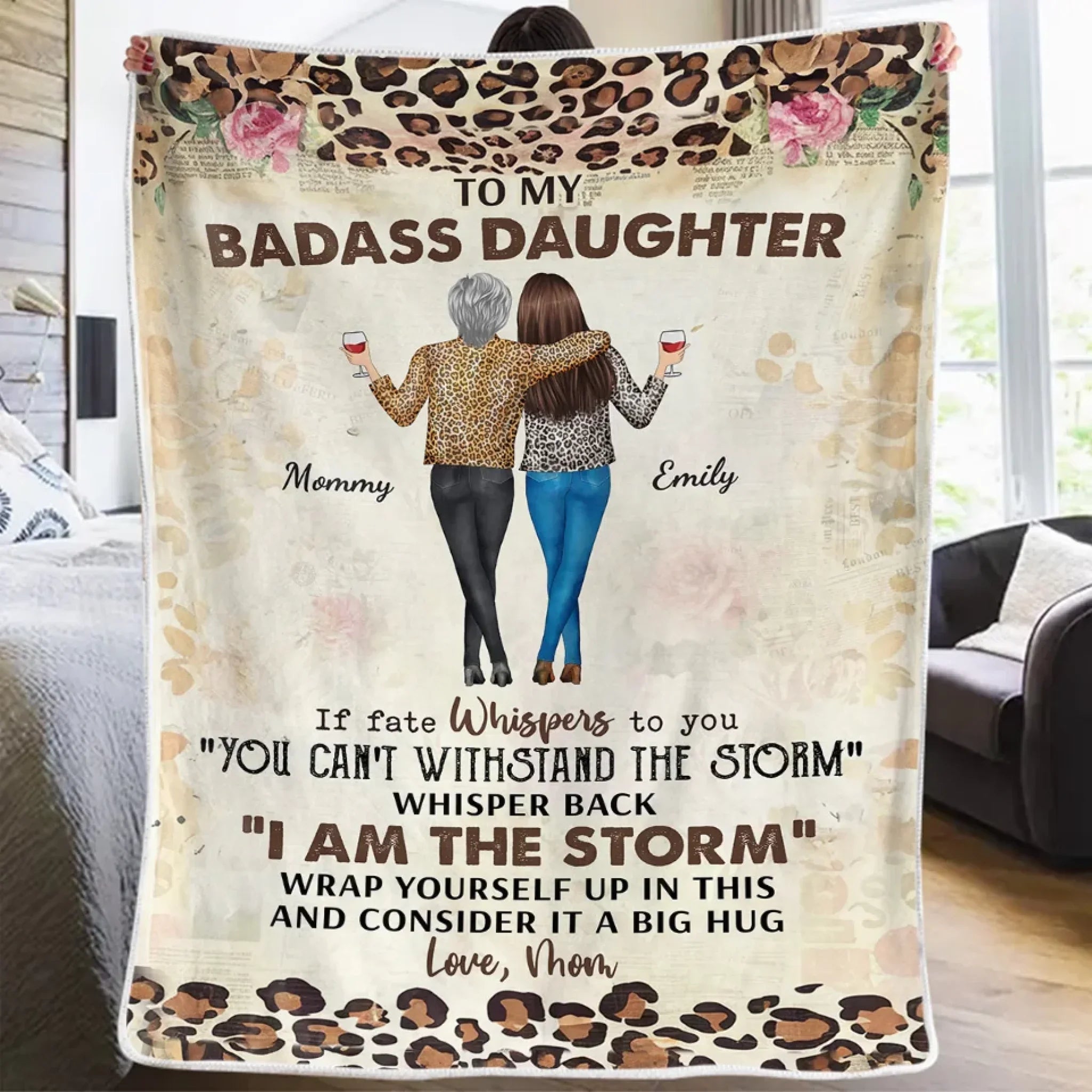 A Big Hug From Mother - Family Personalized Custom Blanket - Mother's Day, Gift For Mom, Grandma