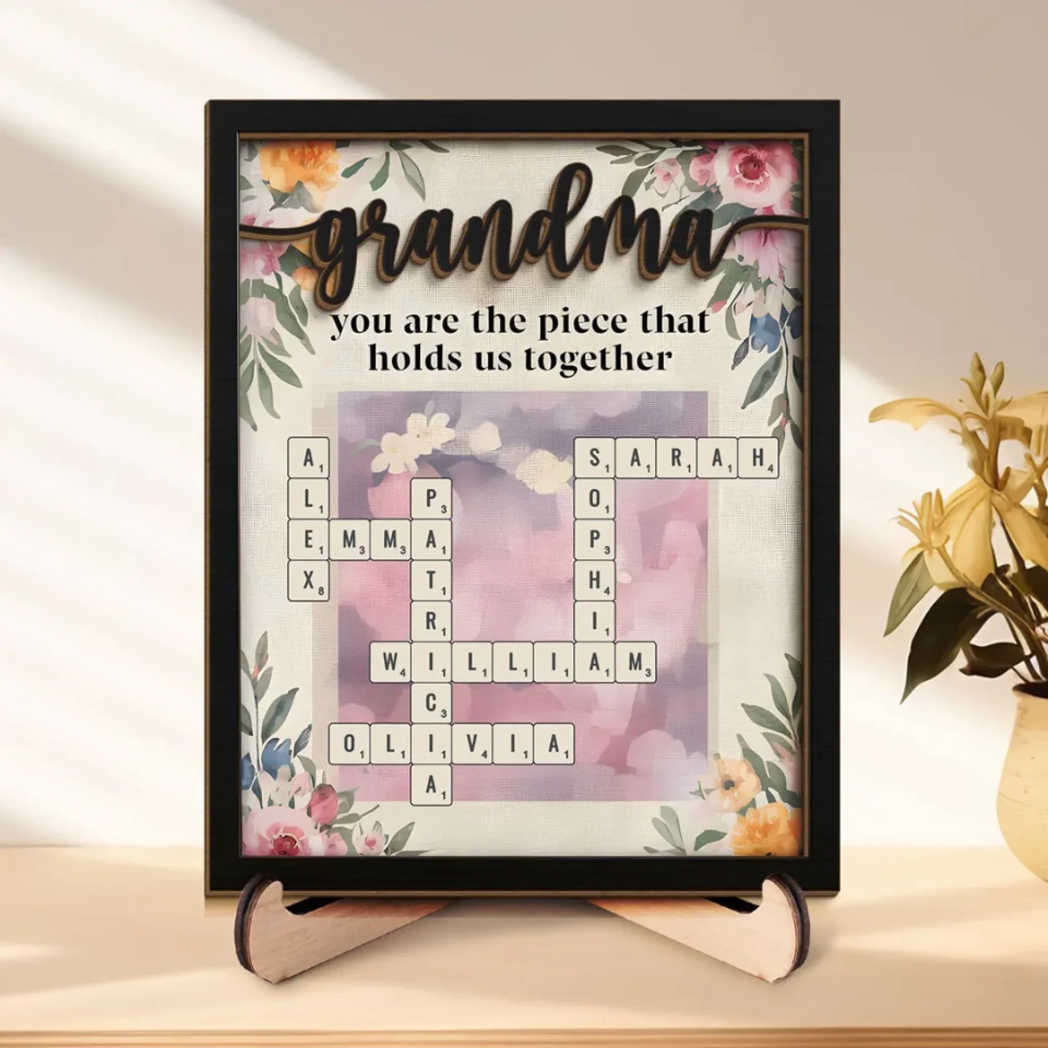 We Are Born Of Love, Love Is Our Grandma - Family Personalized Custom 2-Layered Wooden Plaque With Stand - Mother's Day, Gift For Mom, Grandma