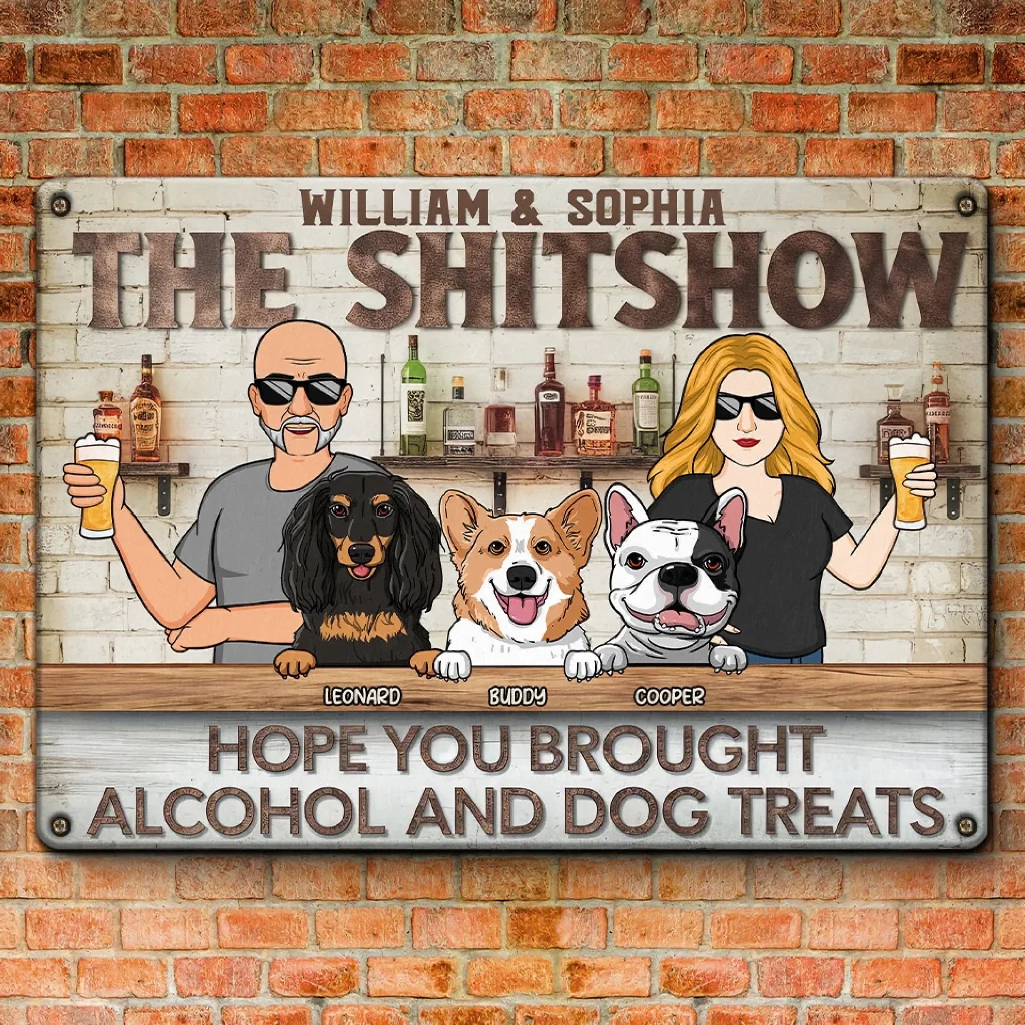 Paws And Party Time - Dog Personalized Custom Home Decor Metal Sign - House Warming Gift For Pet Owners, Pet Lovers