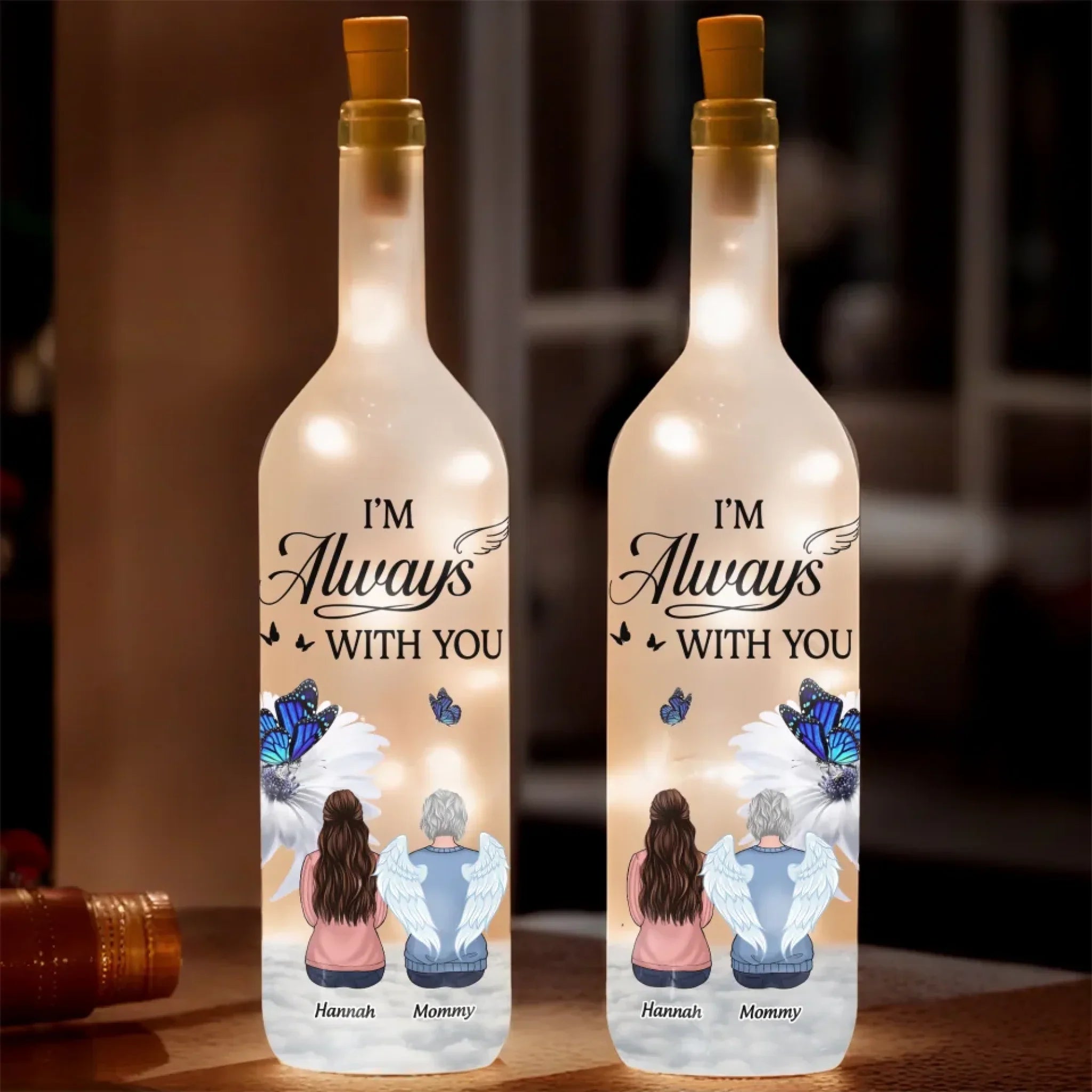 The Light Of Your Love Guides Me Forward - Memorial Personalized Custom Bottle Lamp - Sympathy Gift For Family Members