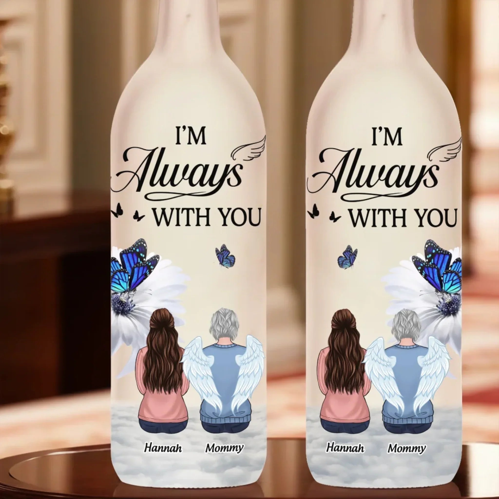 The Light Of Your Love Guides Me Forward - Memorial Personalized Custom Bottle Lamp - Sympathy Gift For Family Members