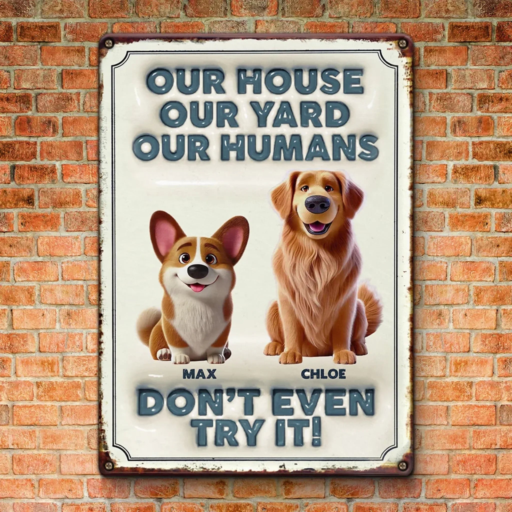 This Home Runs On Paws And Love - Dog Personalized Custom 3D Inflated Effect Printed Metal Sign - House Warming Gift For Pet Owners, Pet Lovers