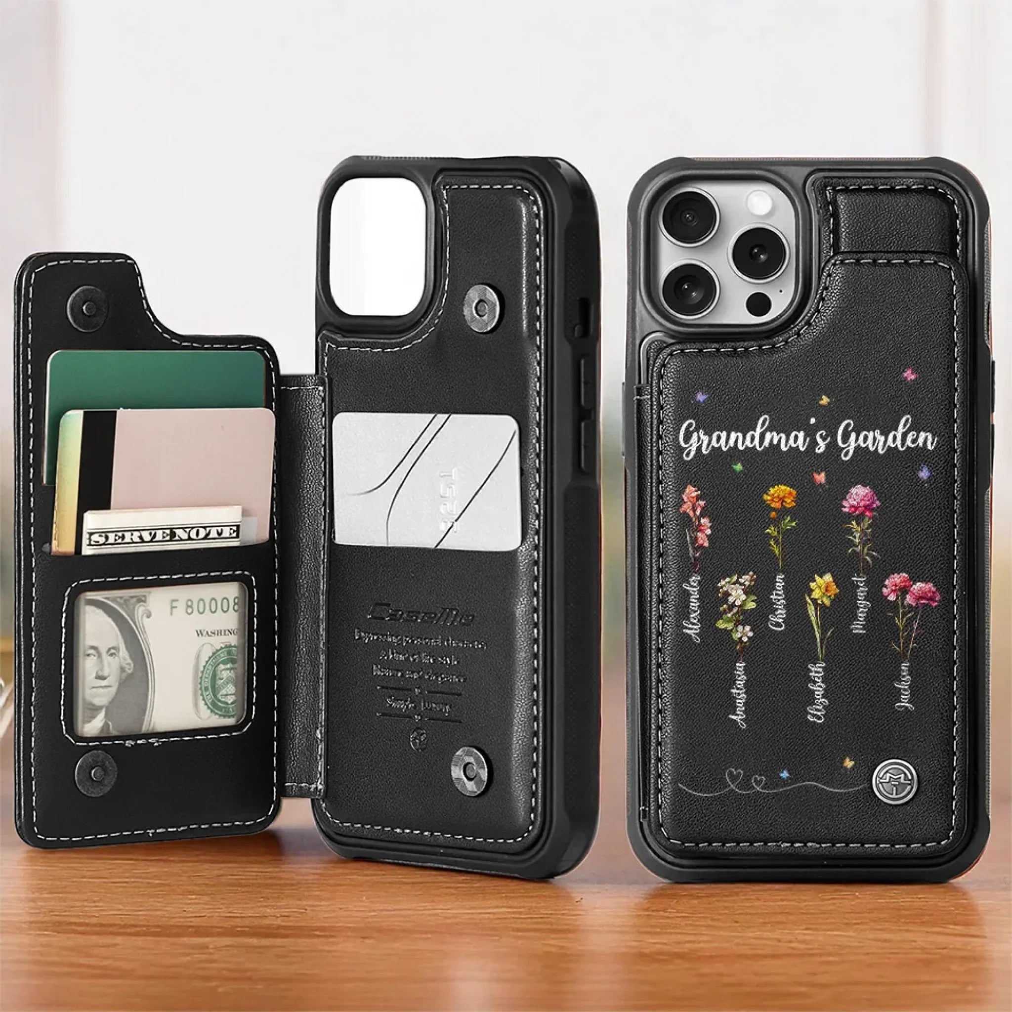 Grandmothers Plant Seeds Of Love That Bloom For Generations - Family Personalized Custom Leather Flip Wallet Phone Case - Mother's Day Gift For Mom, Grandma