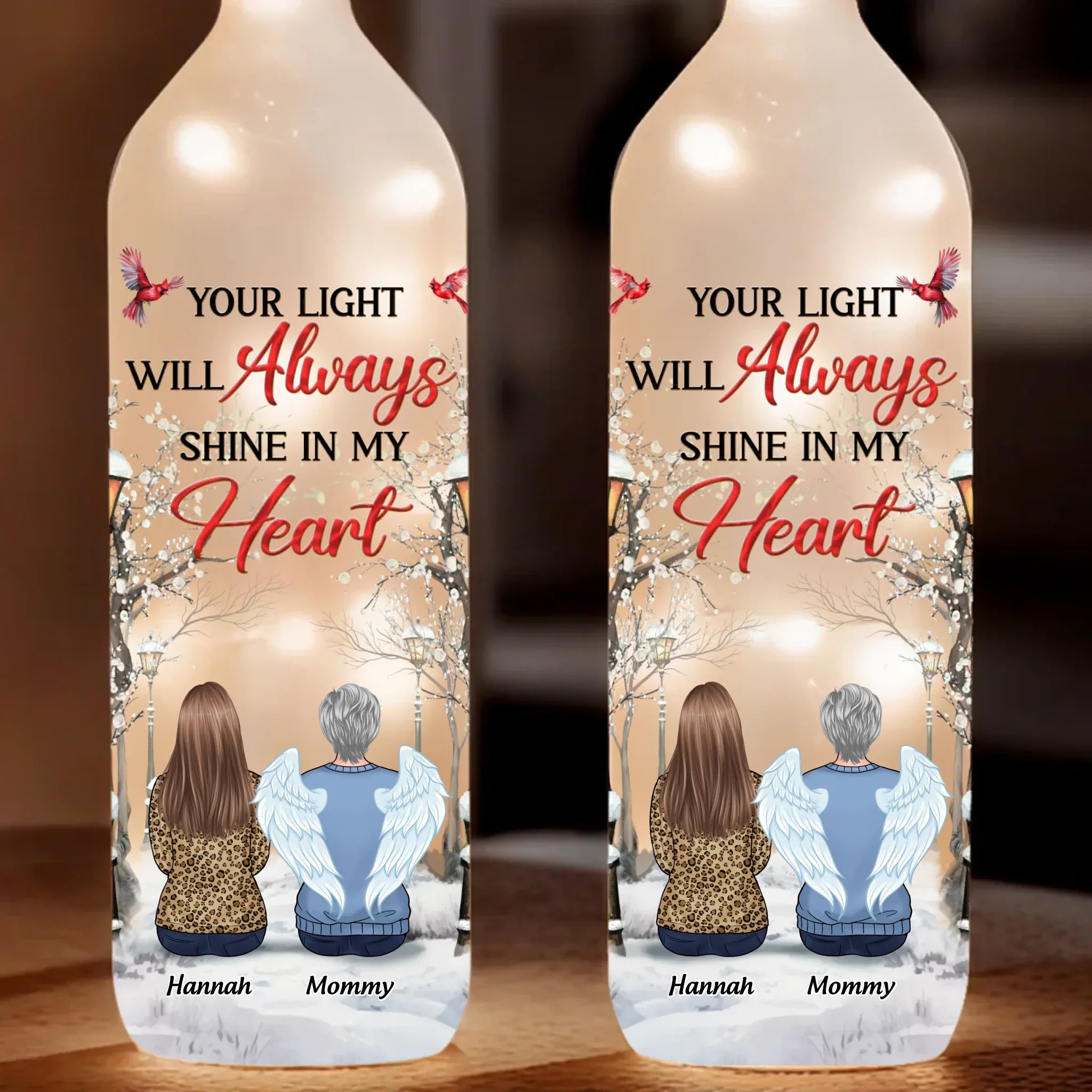 The Glow Of Your Soul Will Forever Brighten My Path - Memorial Personalized Custom Bottle Lamp - Sympathy Gift For Family Members