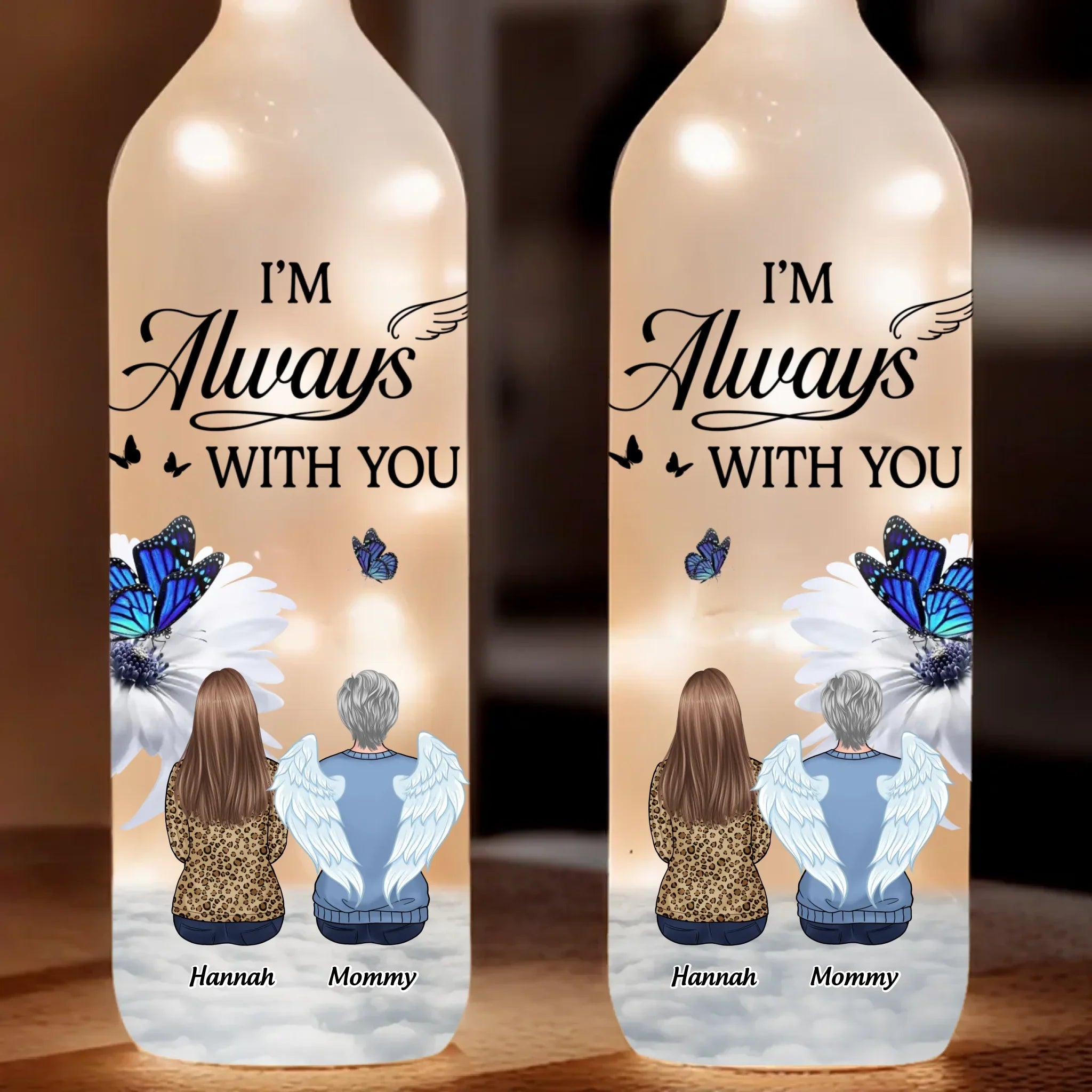 The Light Of Your Love Guides Me Forward - Memorial Personalized Custom Bottle Lamp - Sympathy Gift For Family Members