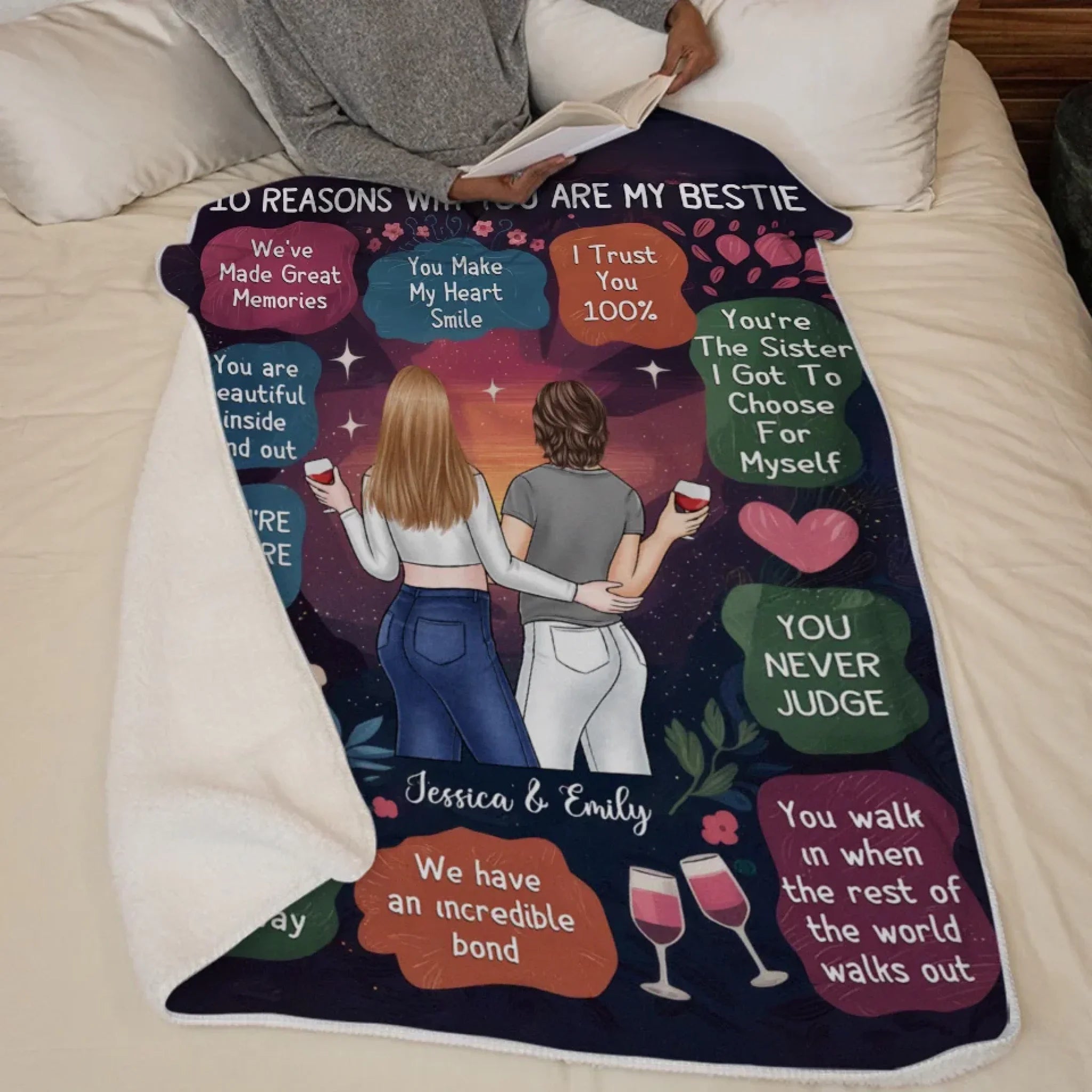 Friendship Is A Journey That Lasts A Lifetime - Bestie Personalized Custom Blanket - Gift For Best Friends, BFF, Sisters