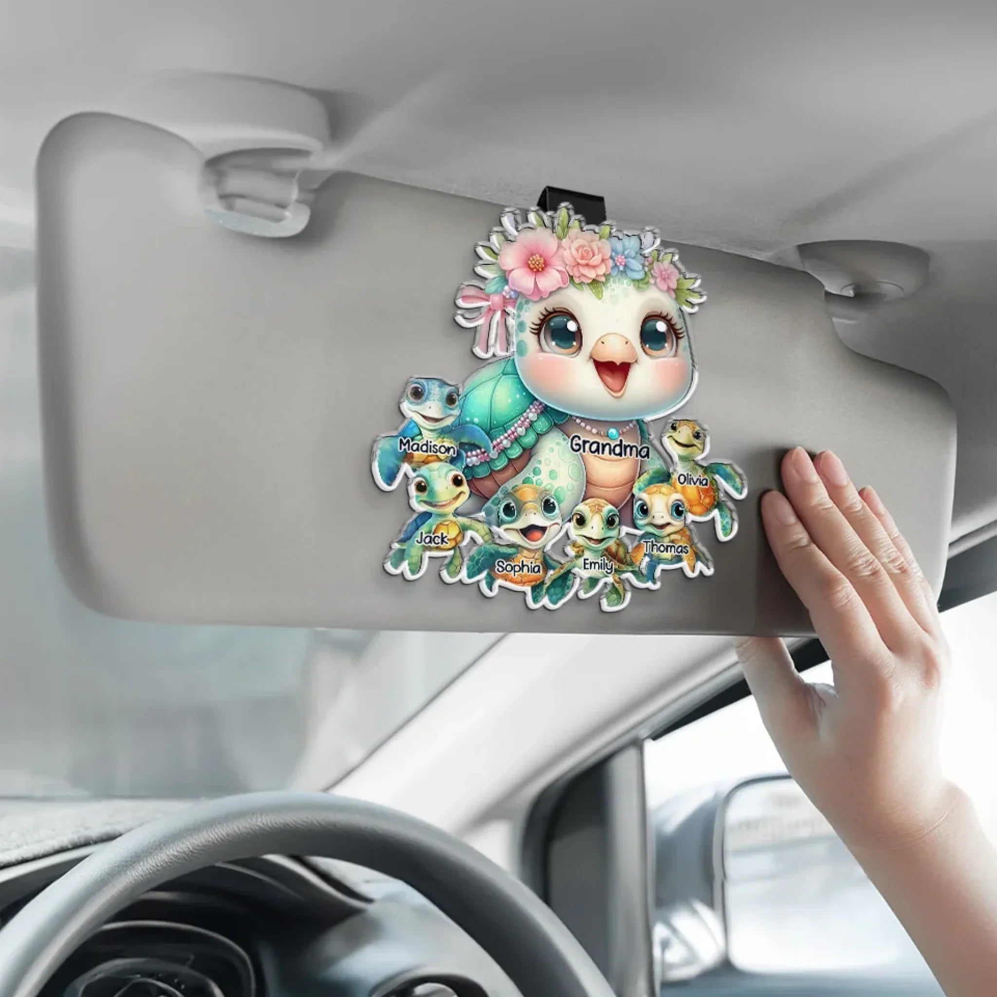 Hugs, Kisses, And Endless Love - Family Personalized Custom Car Visor Clip - Gift For Mom, Grandma