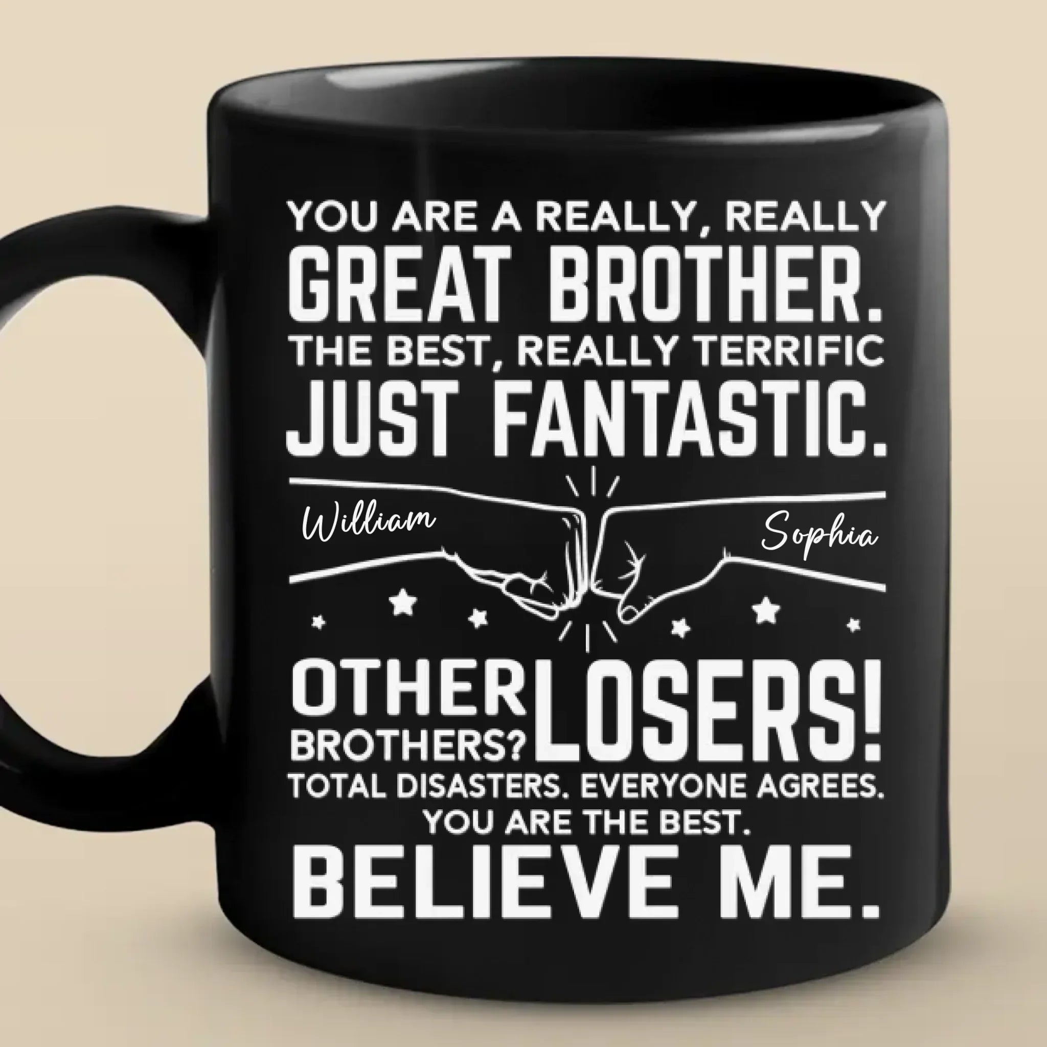 No Matter The Distance, Siblings Are Bound By Heart - Family Personalized Custom Black Mug - Gift For Family Members, Siblings, Brothers, Sisters